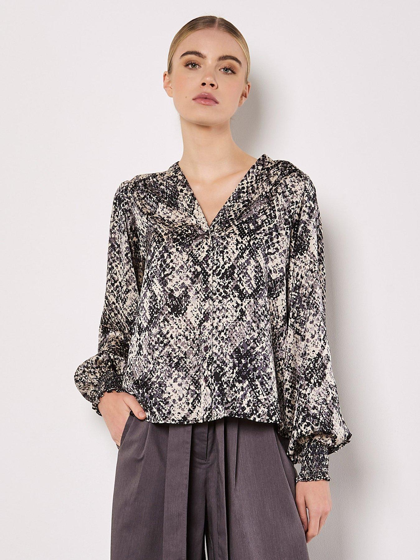 apricot-apricot-snakeskin-smock-sleeve-blouse