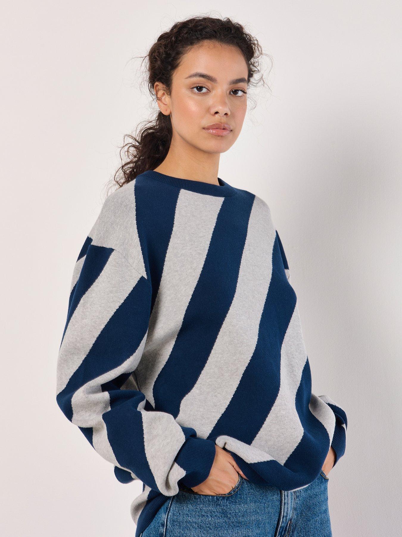 apricot-apricot-diagonal-striped-oversized-jumper