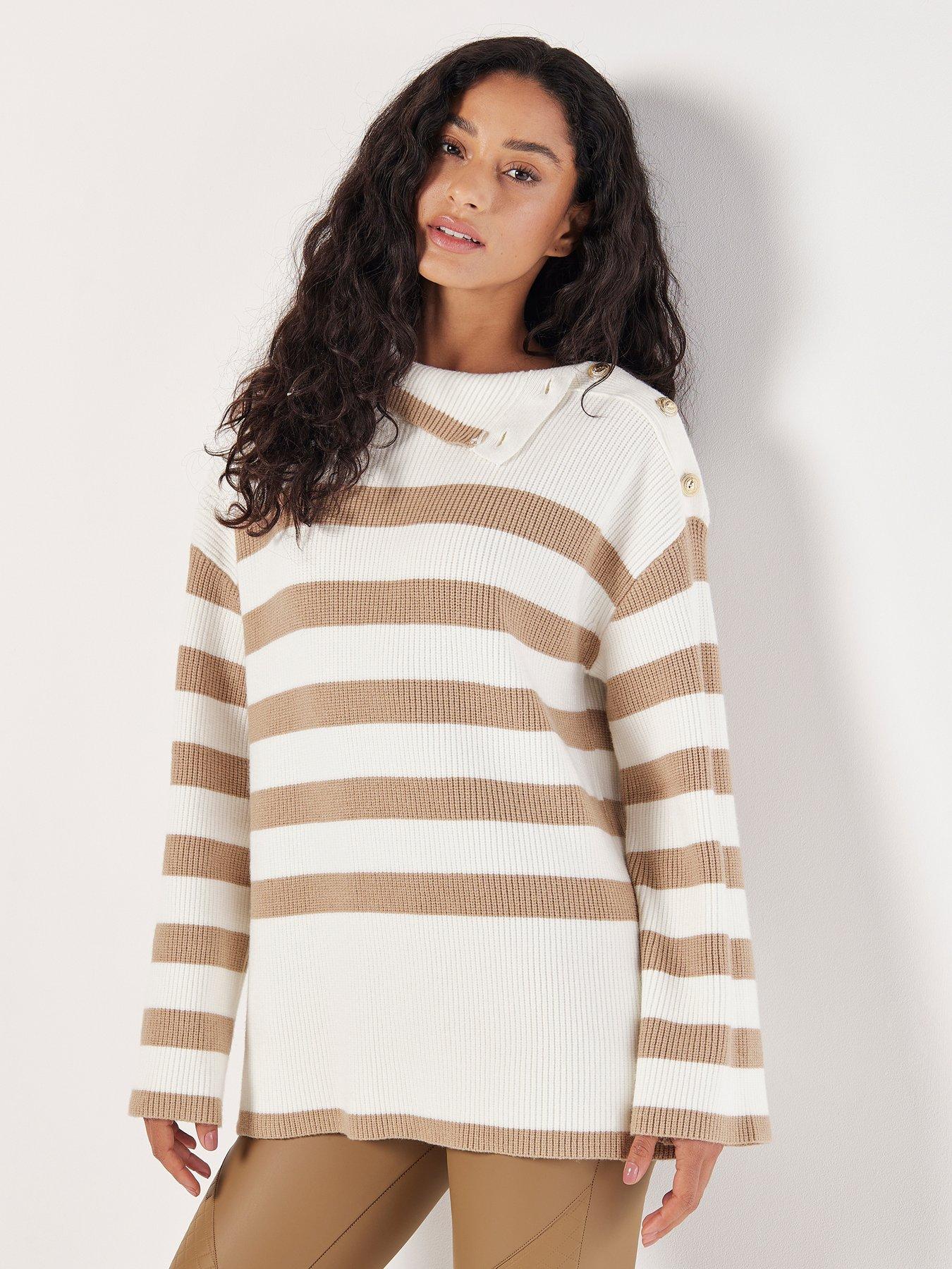 apricot-apricot-engineered-stripe-lion-metal-shoulder-button-jumper