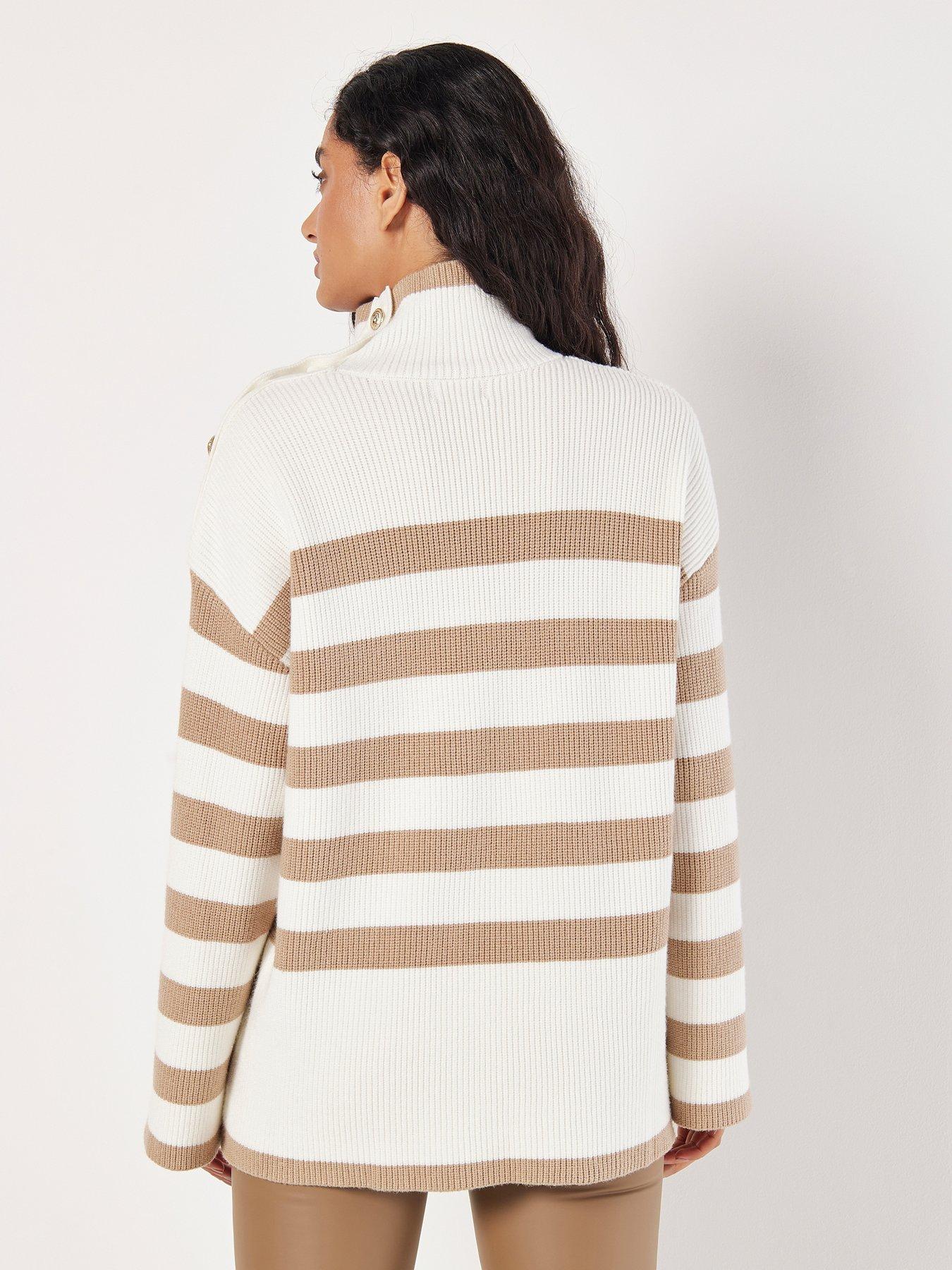 apricot-apricot-engineered-stripe-lion-metal-shoulder-button-jumperstillFront