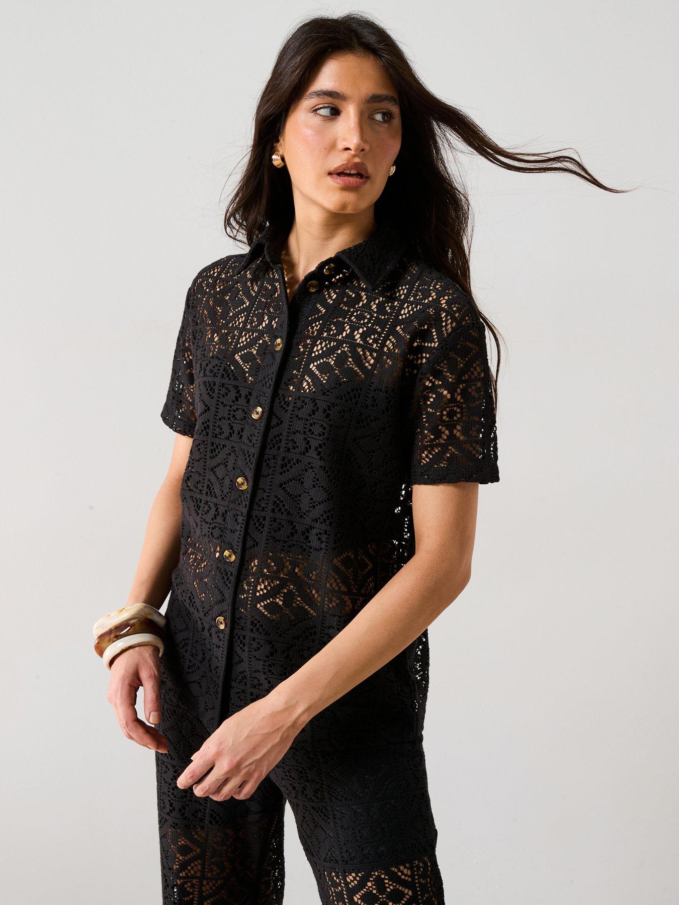 Image of V by Very Crochet Co-ord Shirt