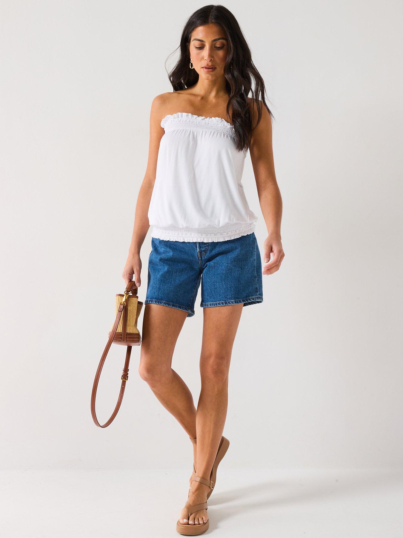 Image 3 of 6 of Everyday Bubble Hem Bandeau Top - White