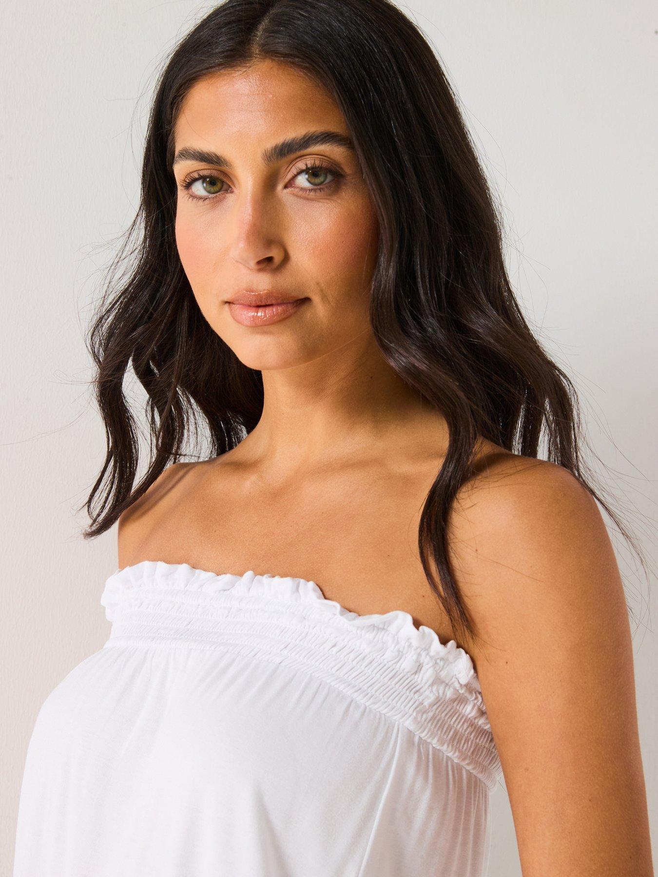 Image 4 of 6 of Everyday Bubble Hem Bandeau Top - White