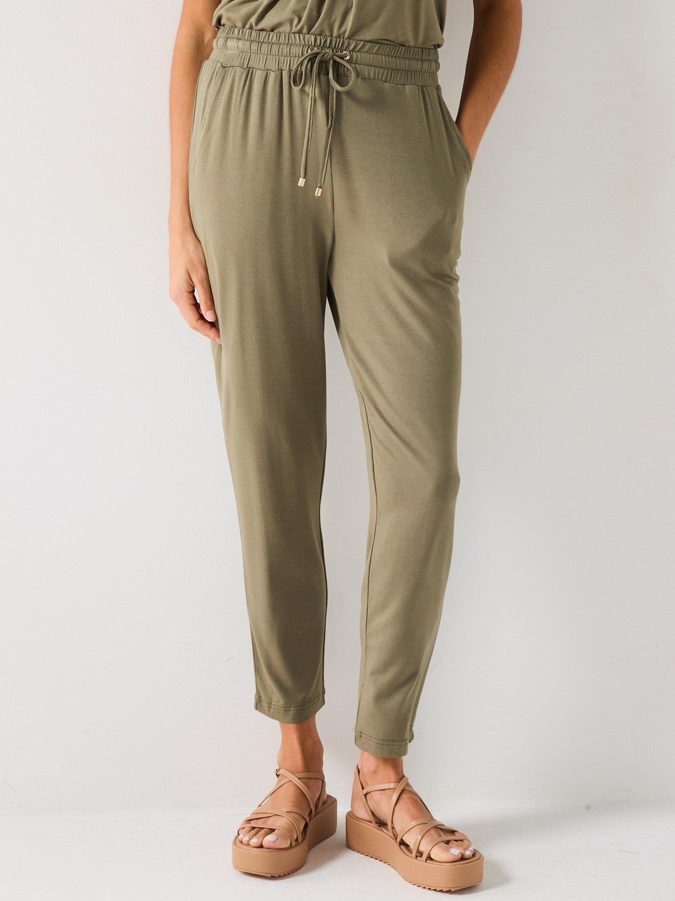 Everyday Tapered Leg Trousers - Khaki Green