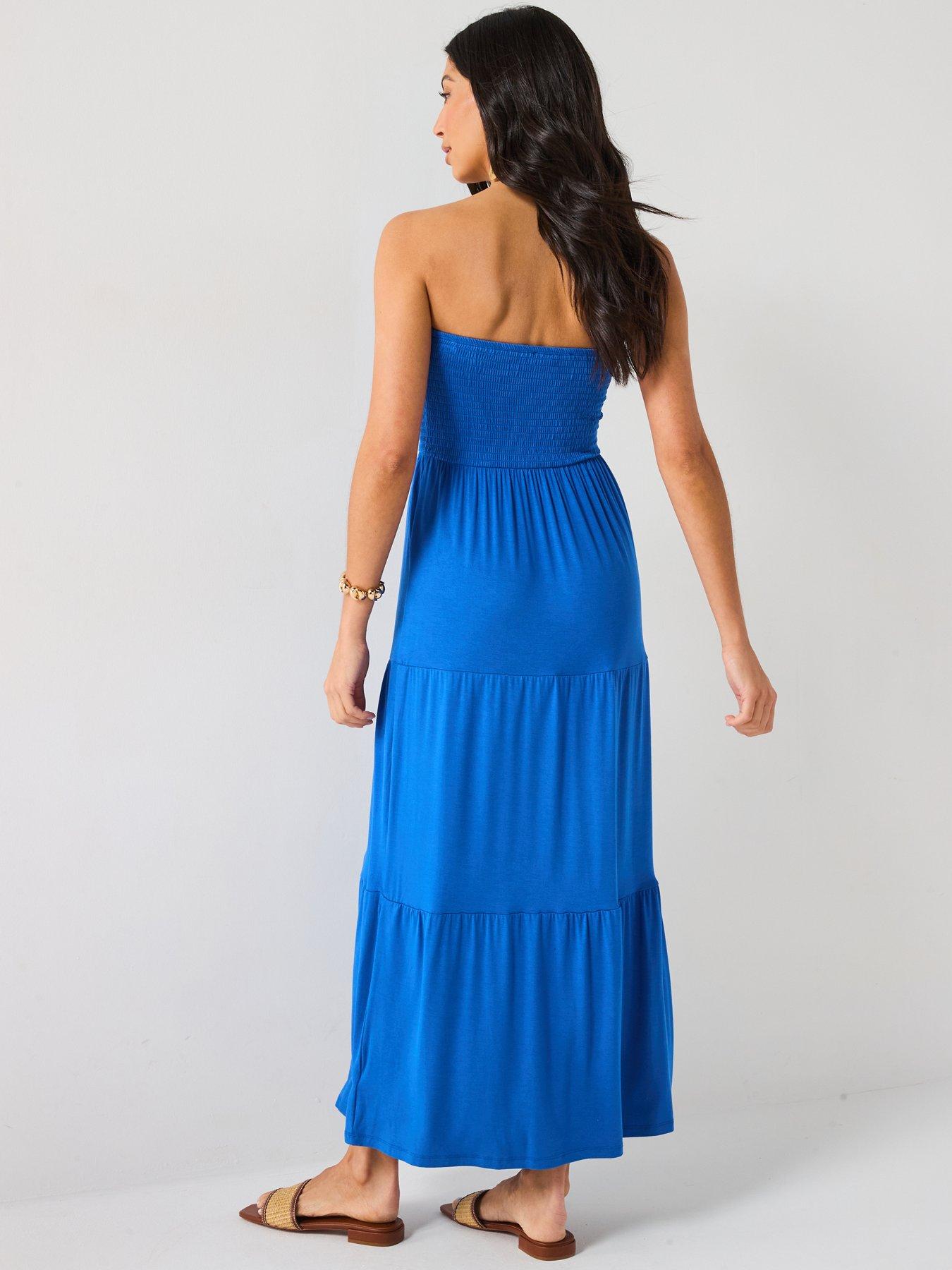 everyday-shirred-bandeau-tiered-maxi-dress-bluestillFront