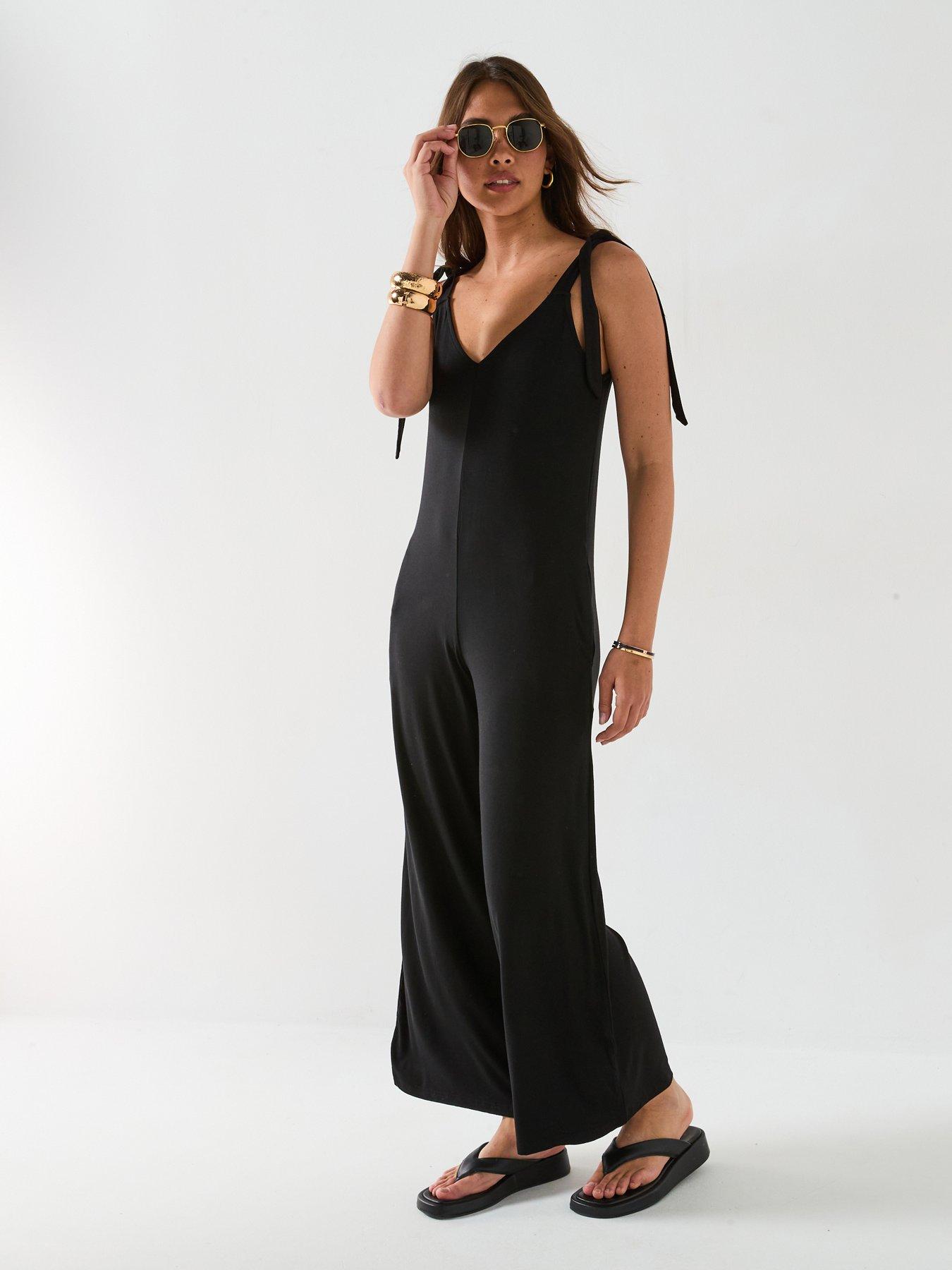 Everyday Tie Shoulder Jumpsuit - Black