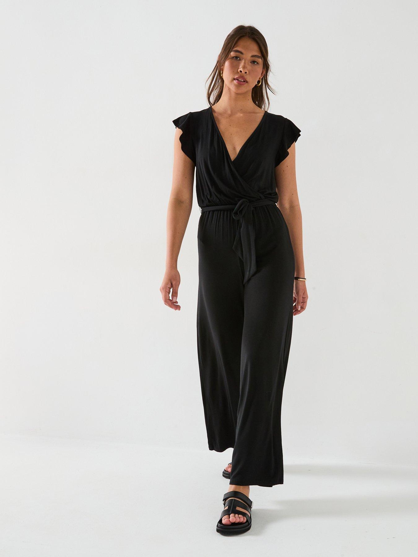 Everyday Wrap Wide Leg Jumpsuit - Black