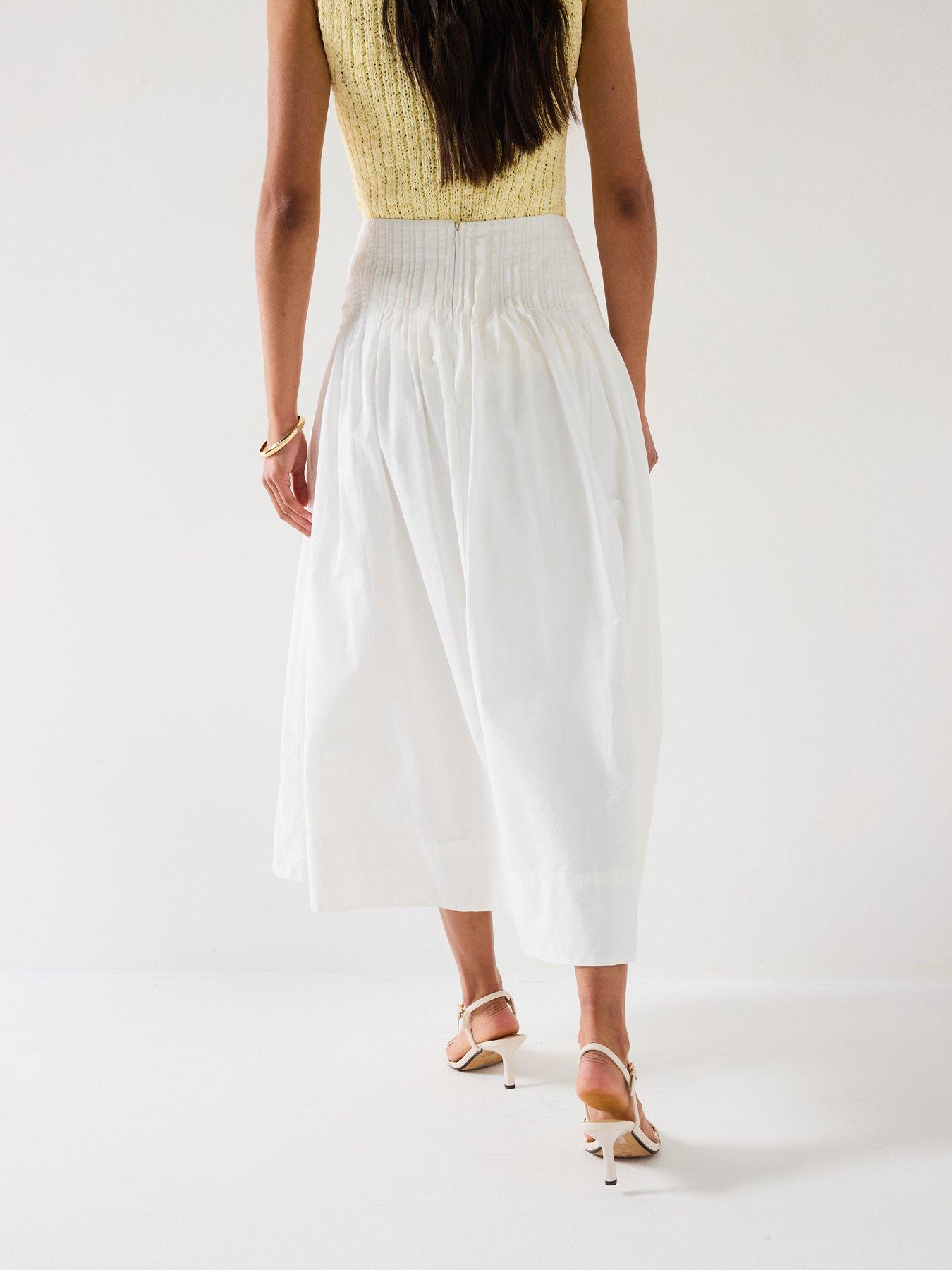 Image 2 of 6 of V by Very Cotton Pintuck Midi Skirt