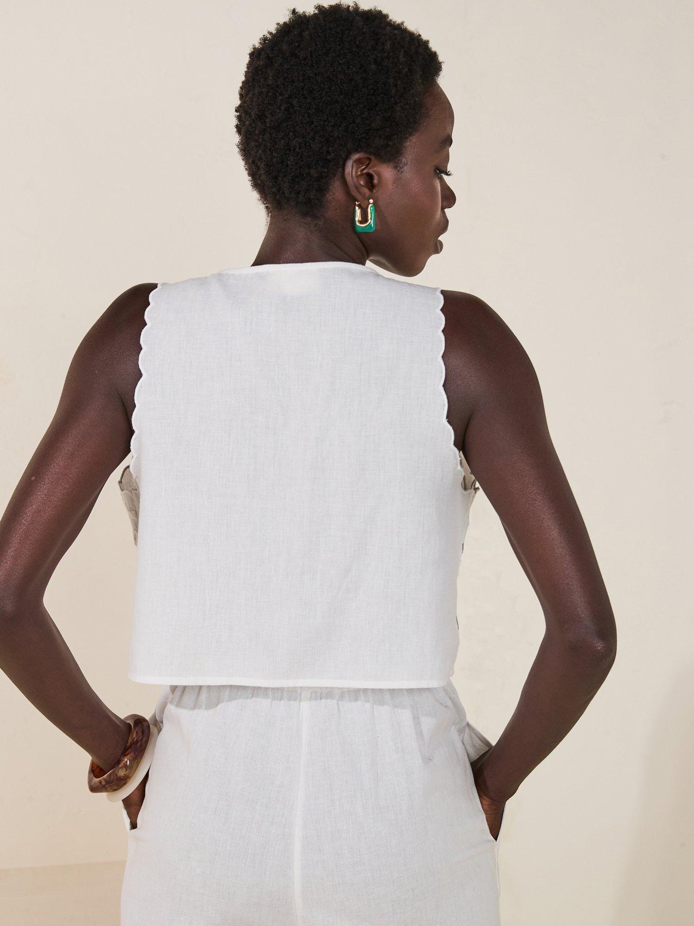 Image 2 of 6 of V by Very Embroidered Tie Front Co-Ord - White