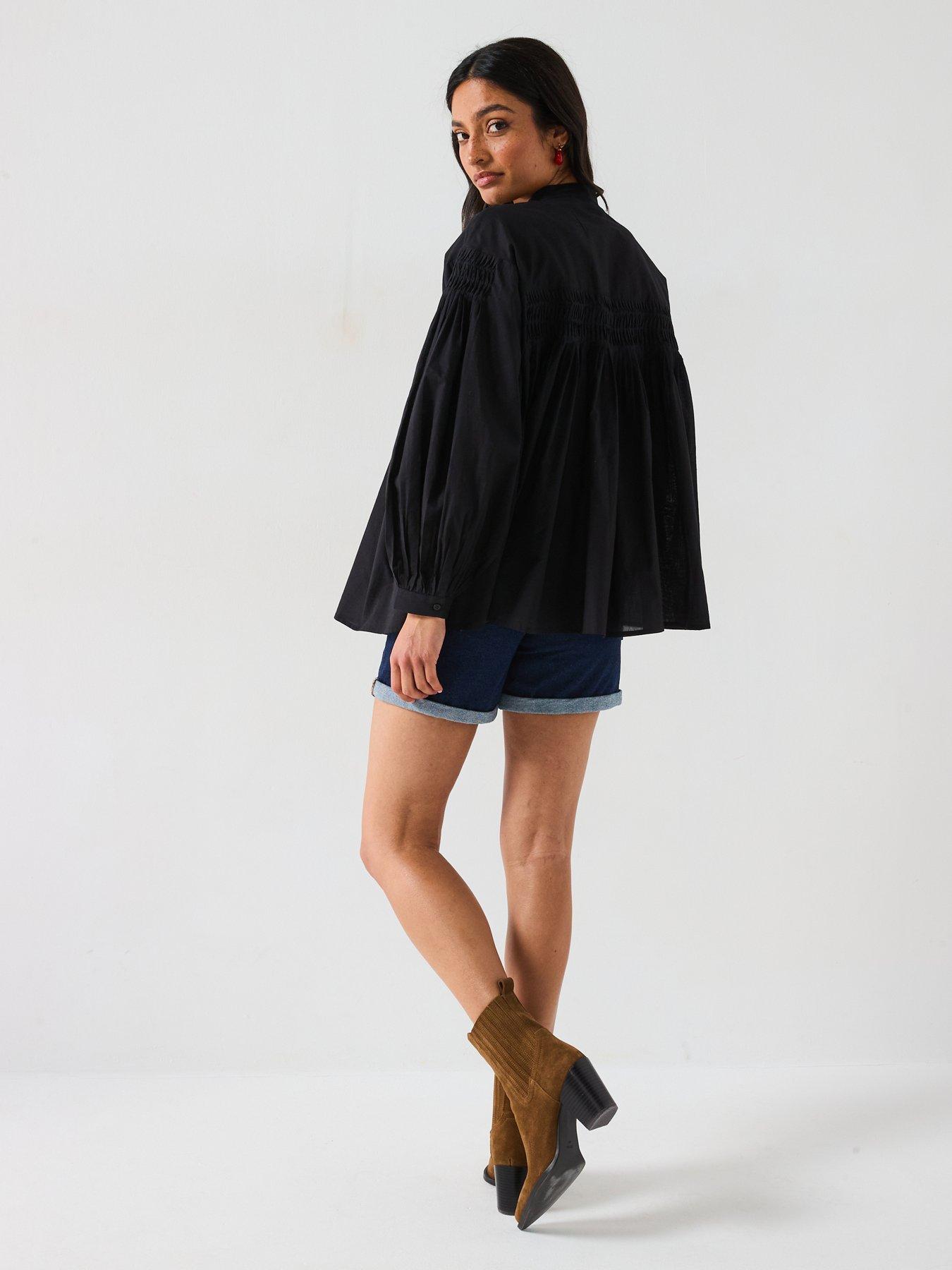 v-by-very-cotton-button-through-blouse-blackdetail