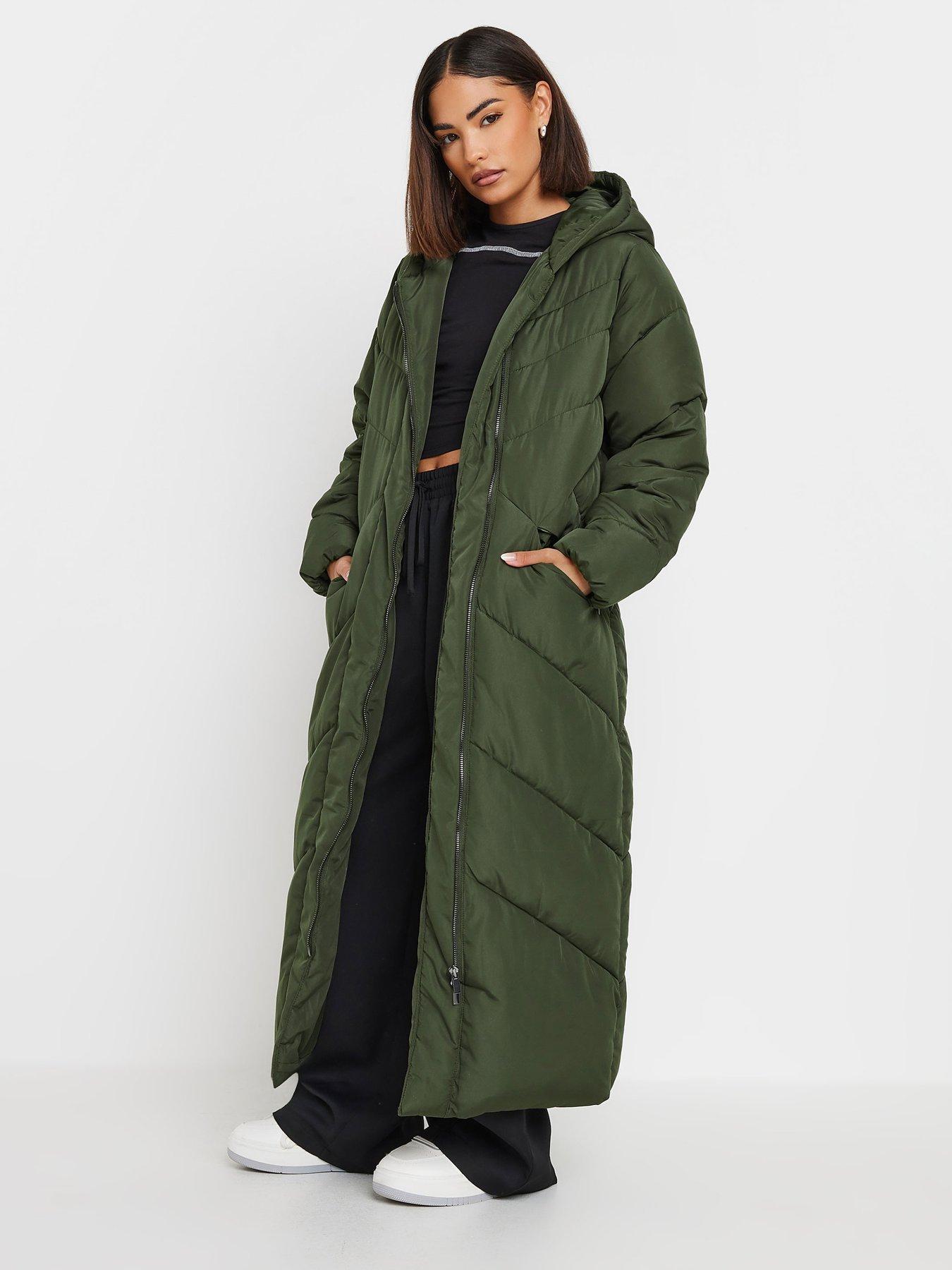 undefined Petite Maxi Padded Coat - Green