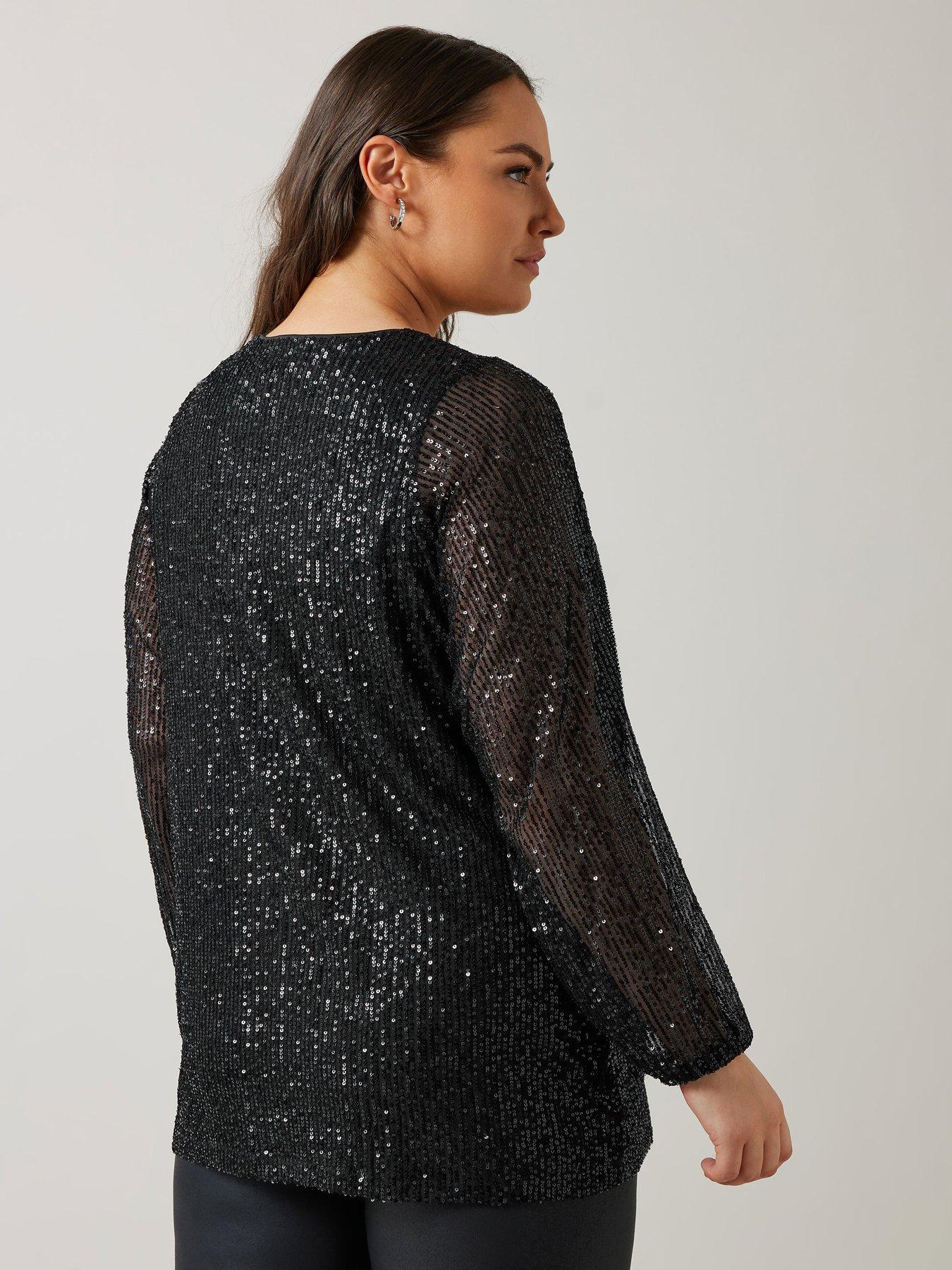 evans-v-neck-long-sleeve-sequin-topstillFront