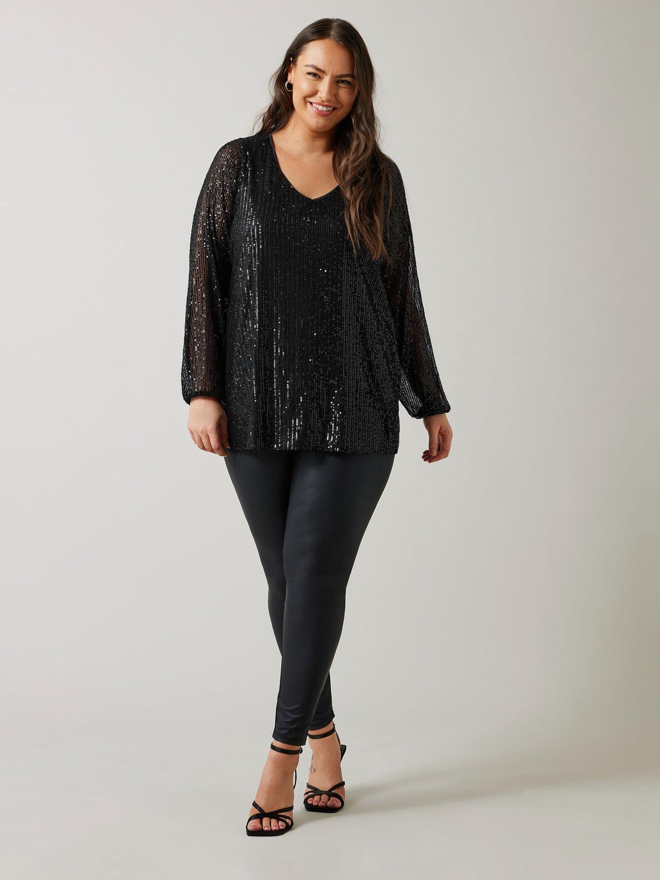 evans-v-neck-long-sleeve-sequin-topback