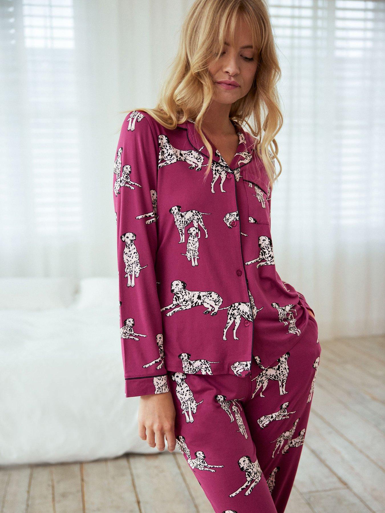 chelsea-peers-chelsea-peers-dalmation-dog-print-button-up-long-pyjama-set