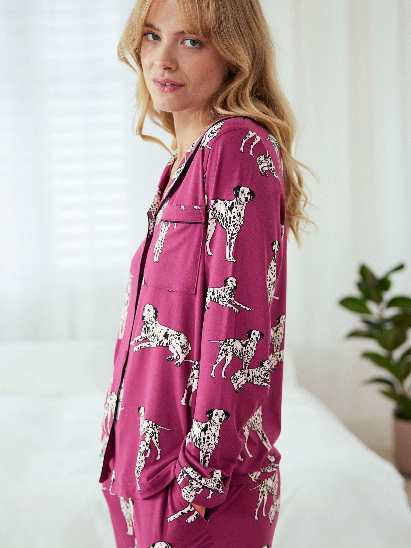 chelsea-peers-chelsea-peers-dalmation-dog-print-button-up-long-pyjama-setoutfit