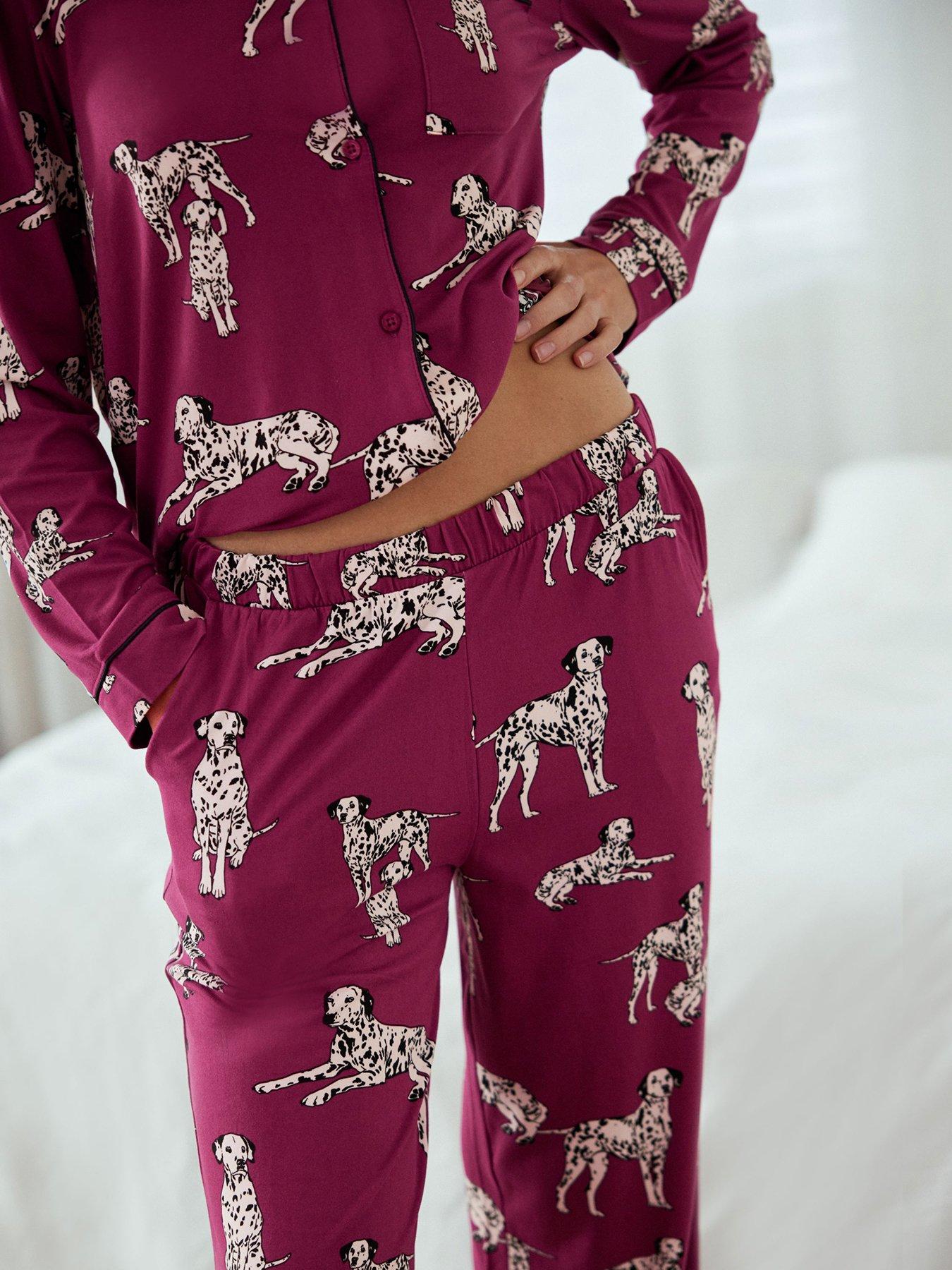 chelsea-peers-chelsea-peers-dalmation-dog-print-button-up-long-pyjama-setdetail