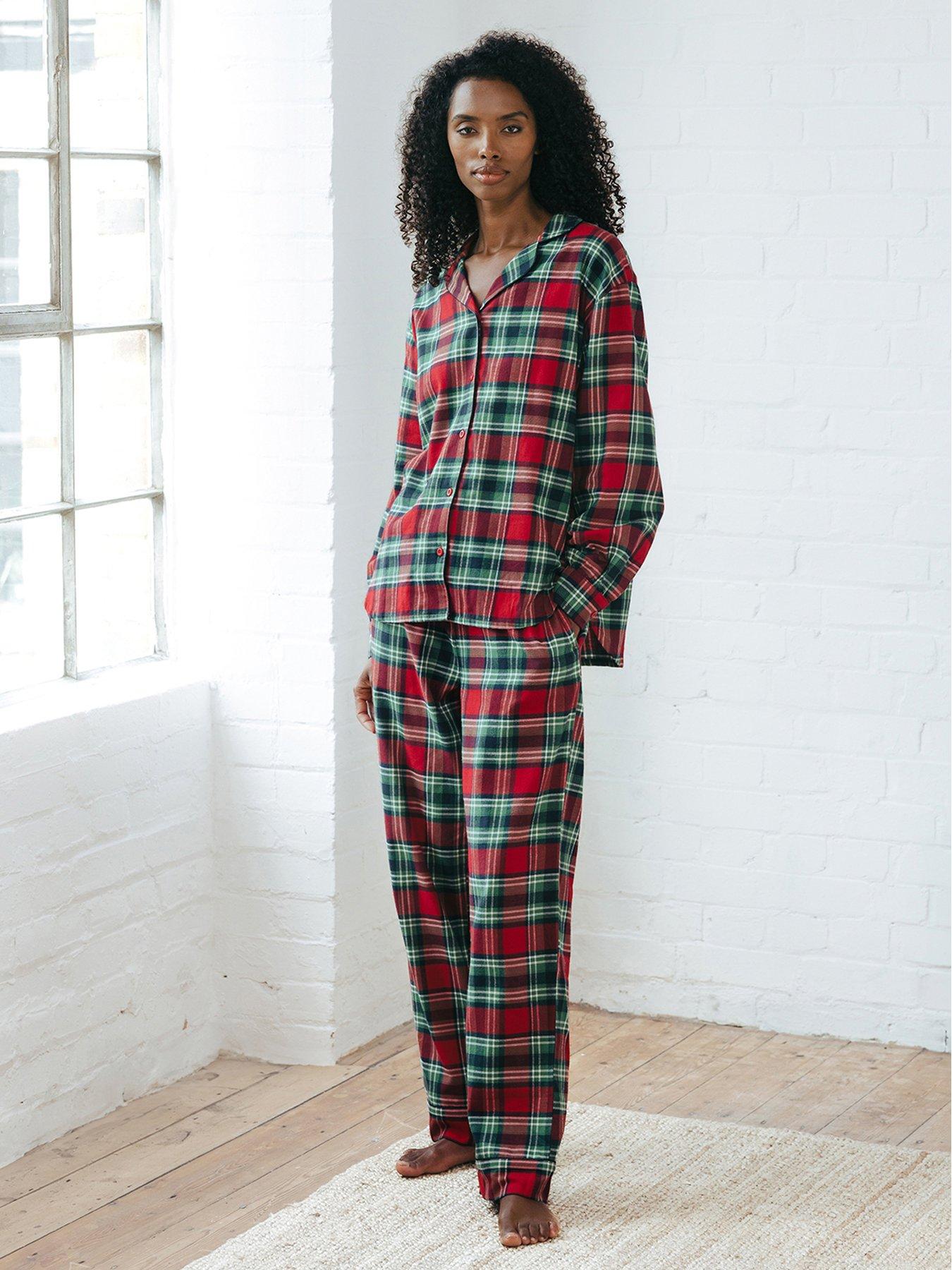 chelsea-peers-chelsea-peers-cotton-brushed-check-long-pyjama-set