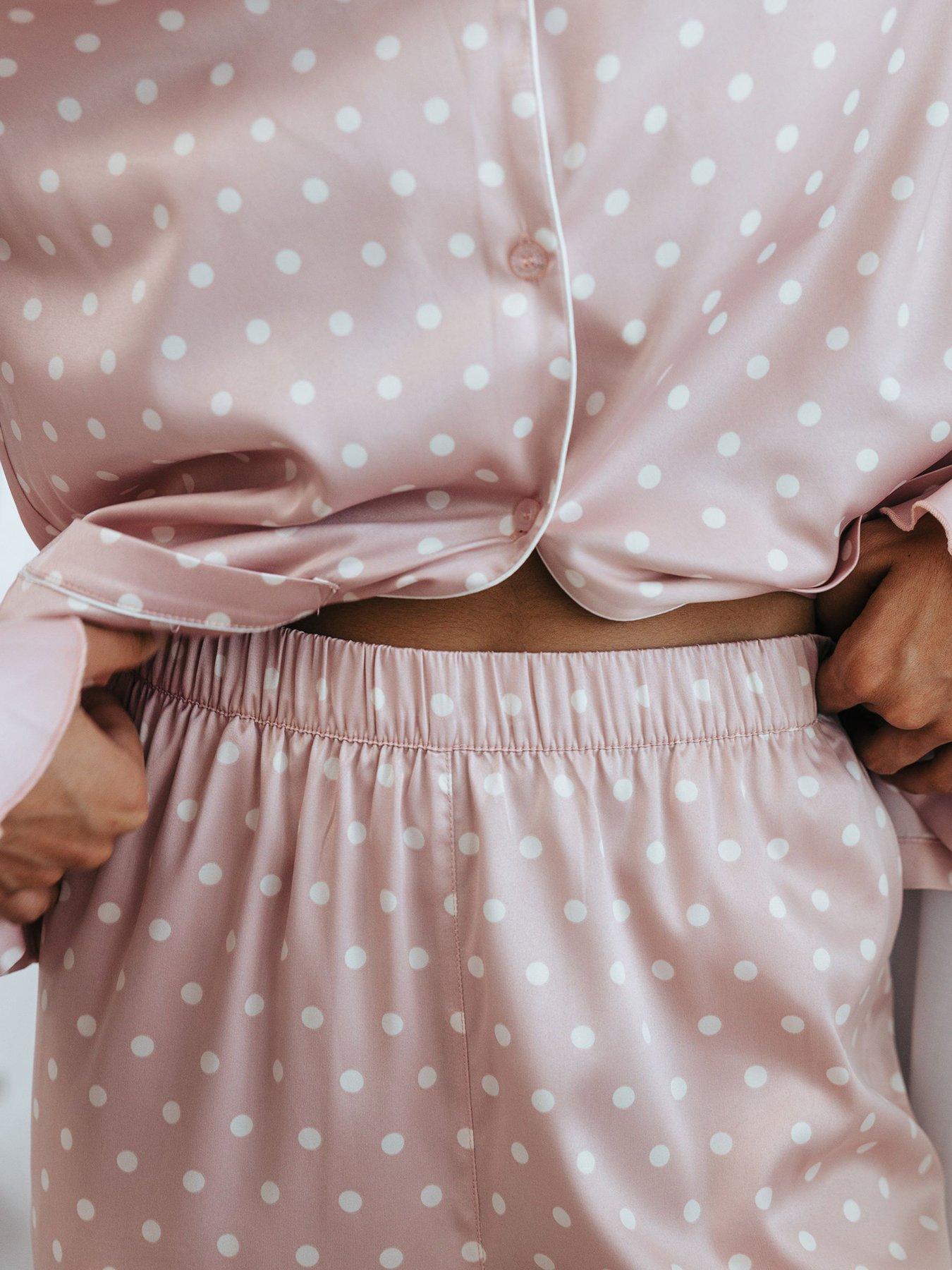 chelsea-peers-chelsea-peers-satin-frill-polka-dot-long-pyjama-setdetail