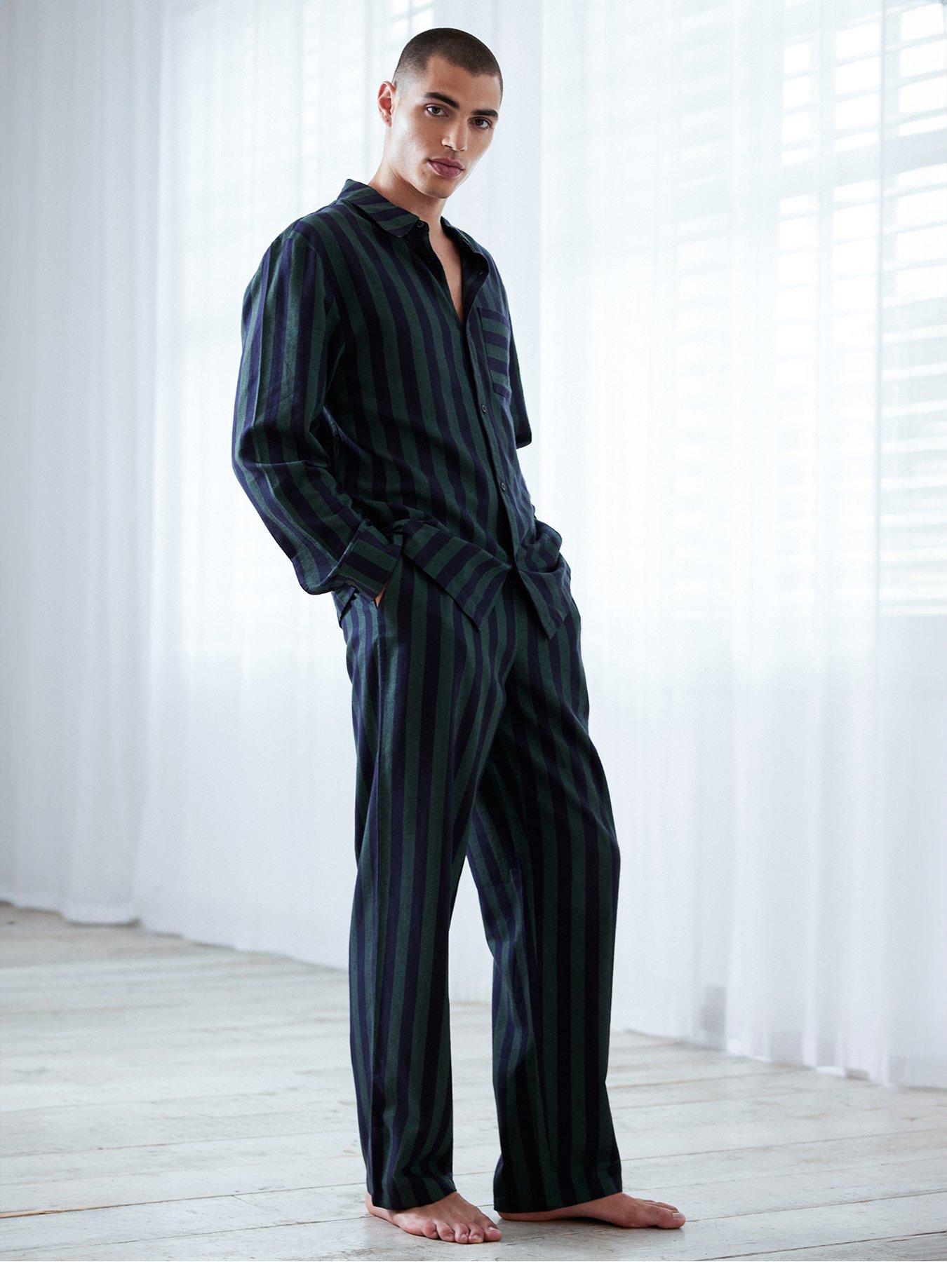 chelsea-peers-chelsea-peers-cotton-brushed-stripe-long-pyjama-set