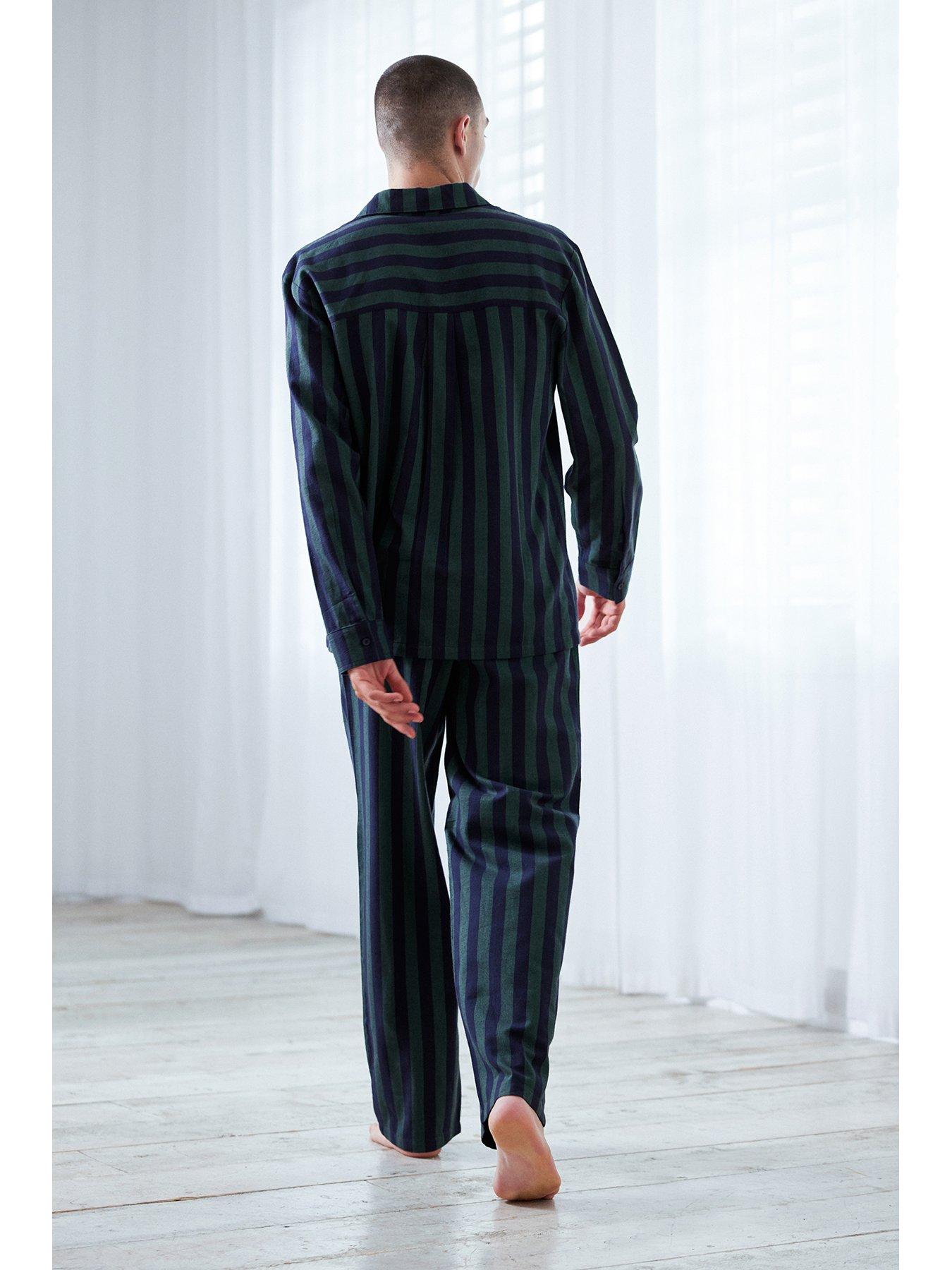 chelsea-peers-chelsea-peers-cotton-brushed-stripe-long-pyjama-setstillFront