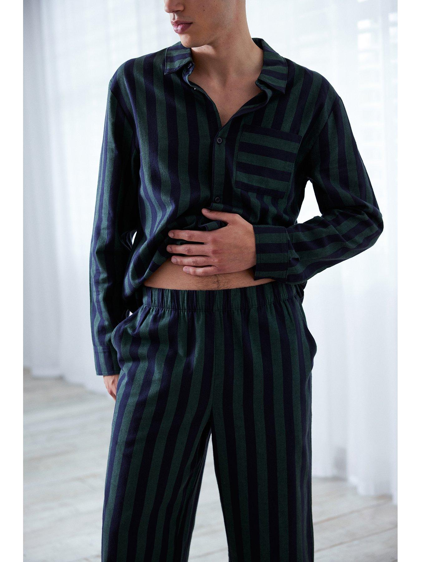 chelsea-peers-chelsea-peers-cotton-brushed-stripe-long-pyjama-setoutfit