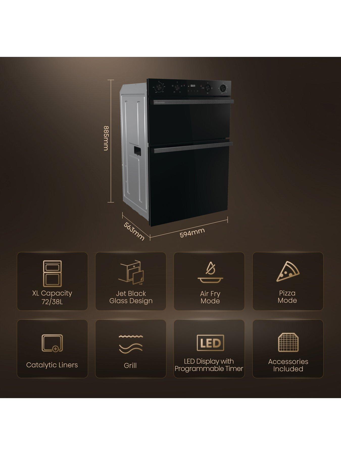 Image 2 of 7 of Hisense Hi6 BID914221CDBG 72/38L Built In Double Oven with Catalytic Liners - Black