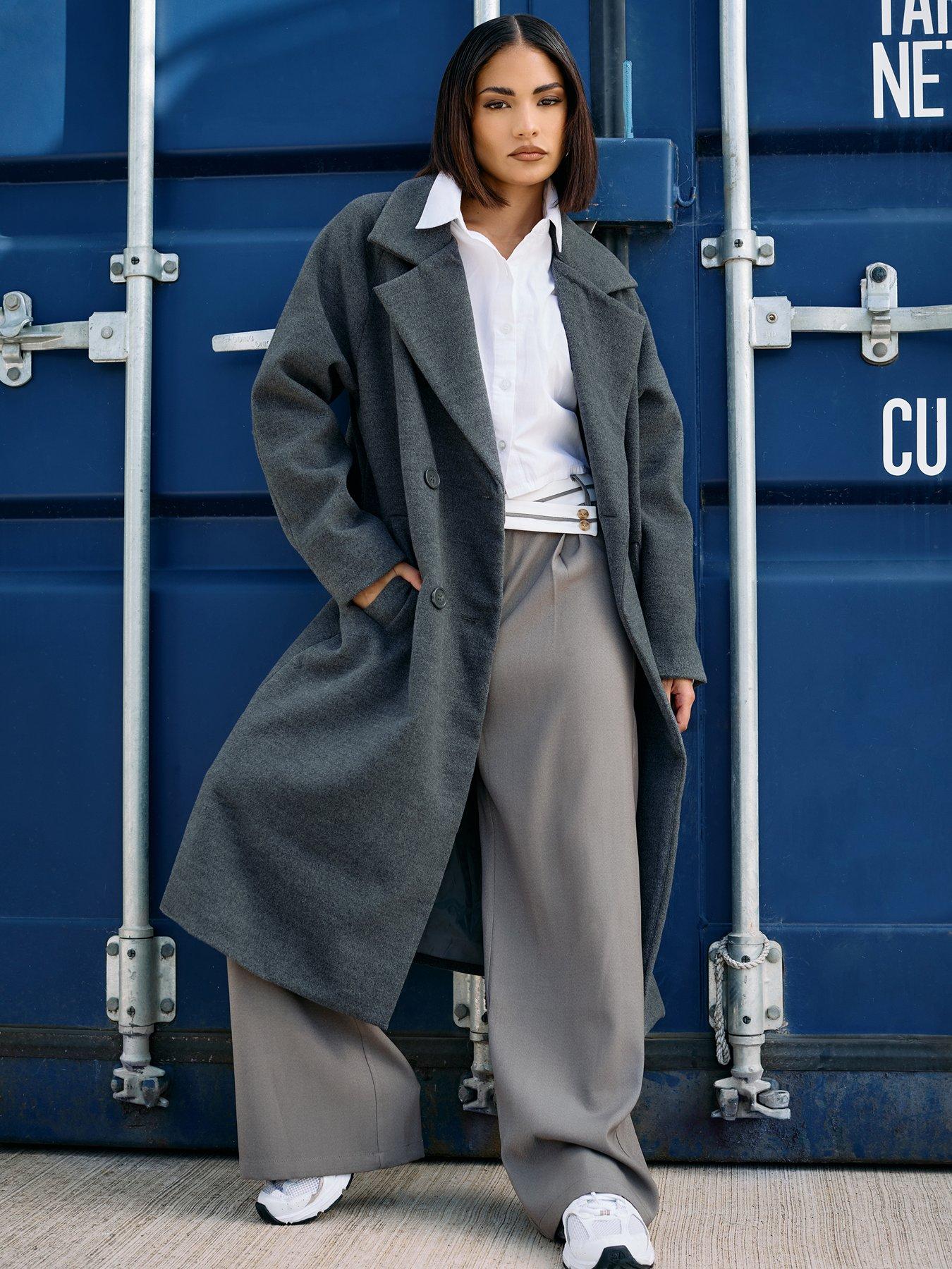 PixieGirl Petite Double Breasted Coat - Grey