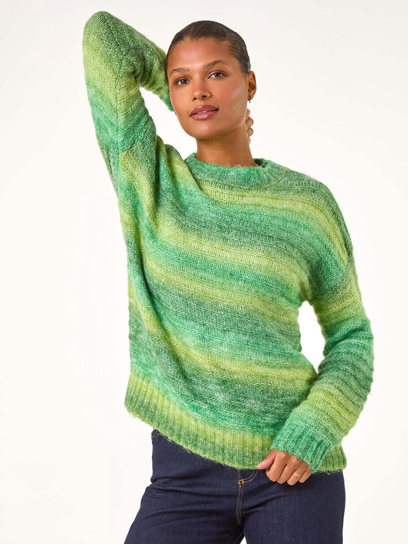 Roman Spacedye Stripe Crew Neck Jumper - Green