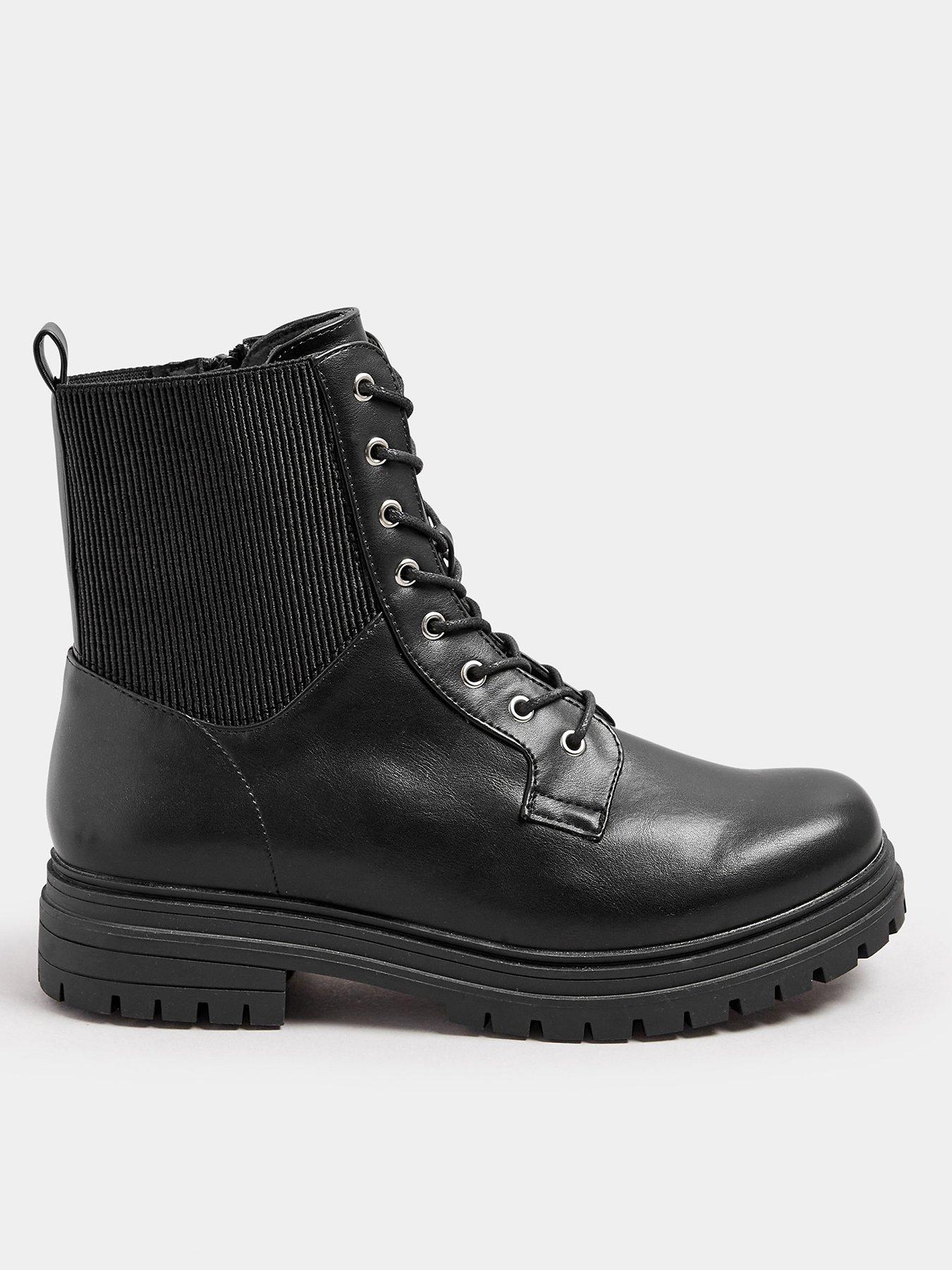 yours-wide-fit-panel-lace-up-chunky-boot-black