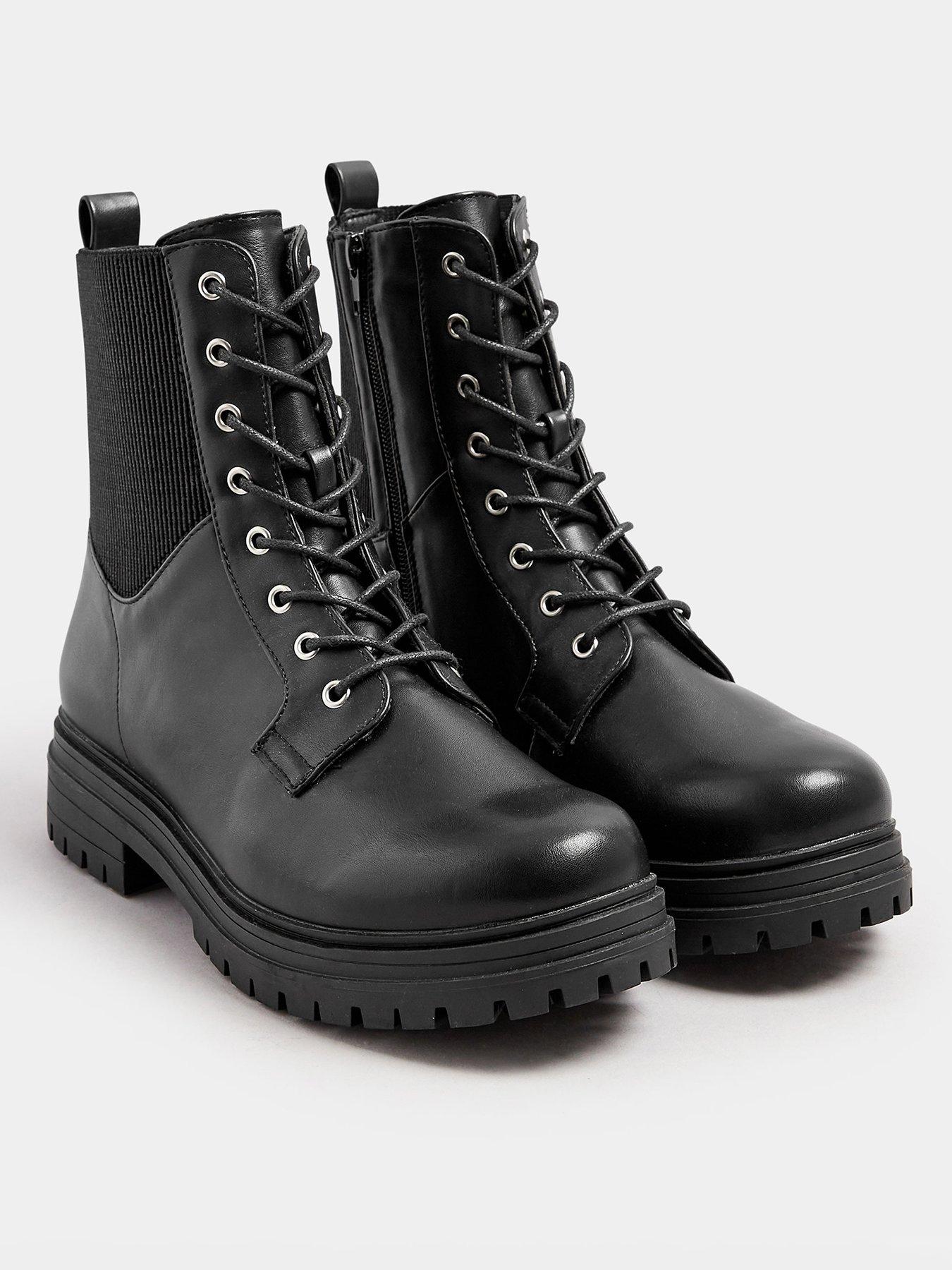 yours-extra-wide-fit-panel-lace-up-chunky-boots-blackstillFront