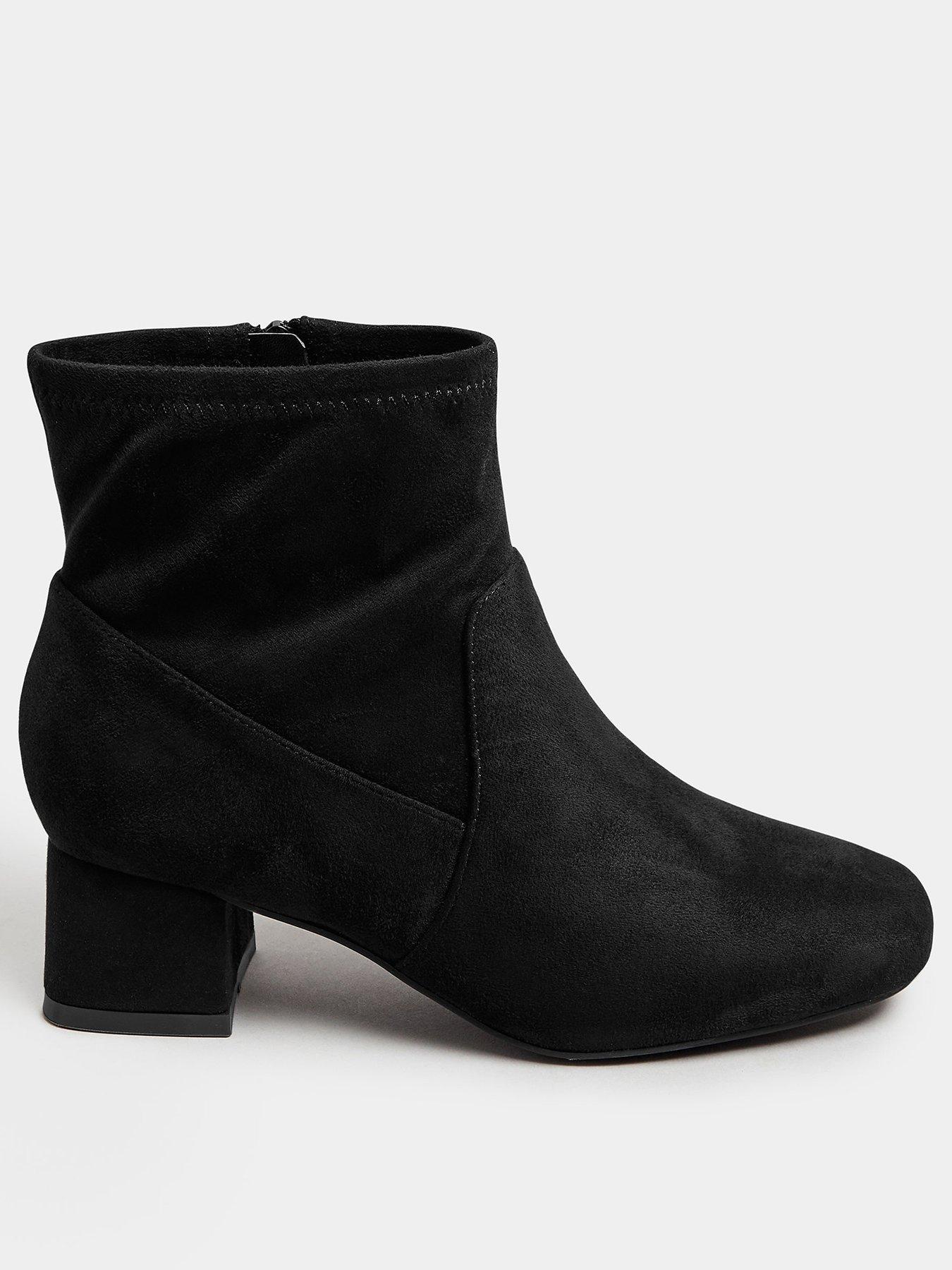 yours-extra-wide-fit-block-heel-stretch-boot-blackfront