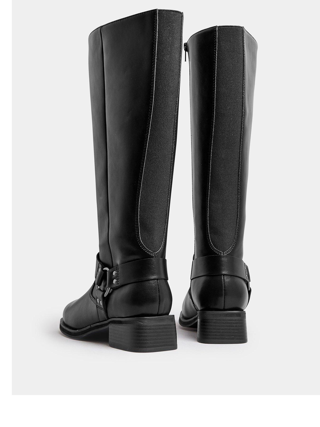 yours-extra-wide-fit-harness-detail-knee-boot-blackback