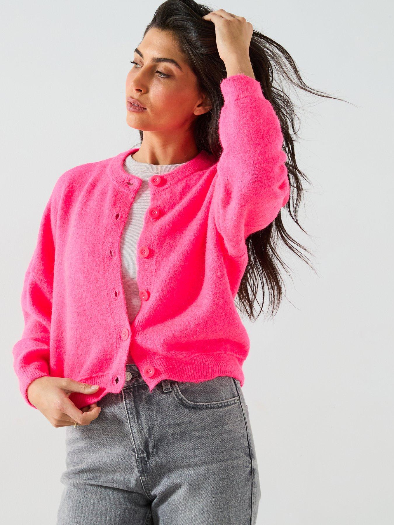 river-island-oversized-bubble-cardigan-bright-pink