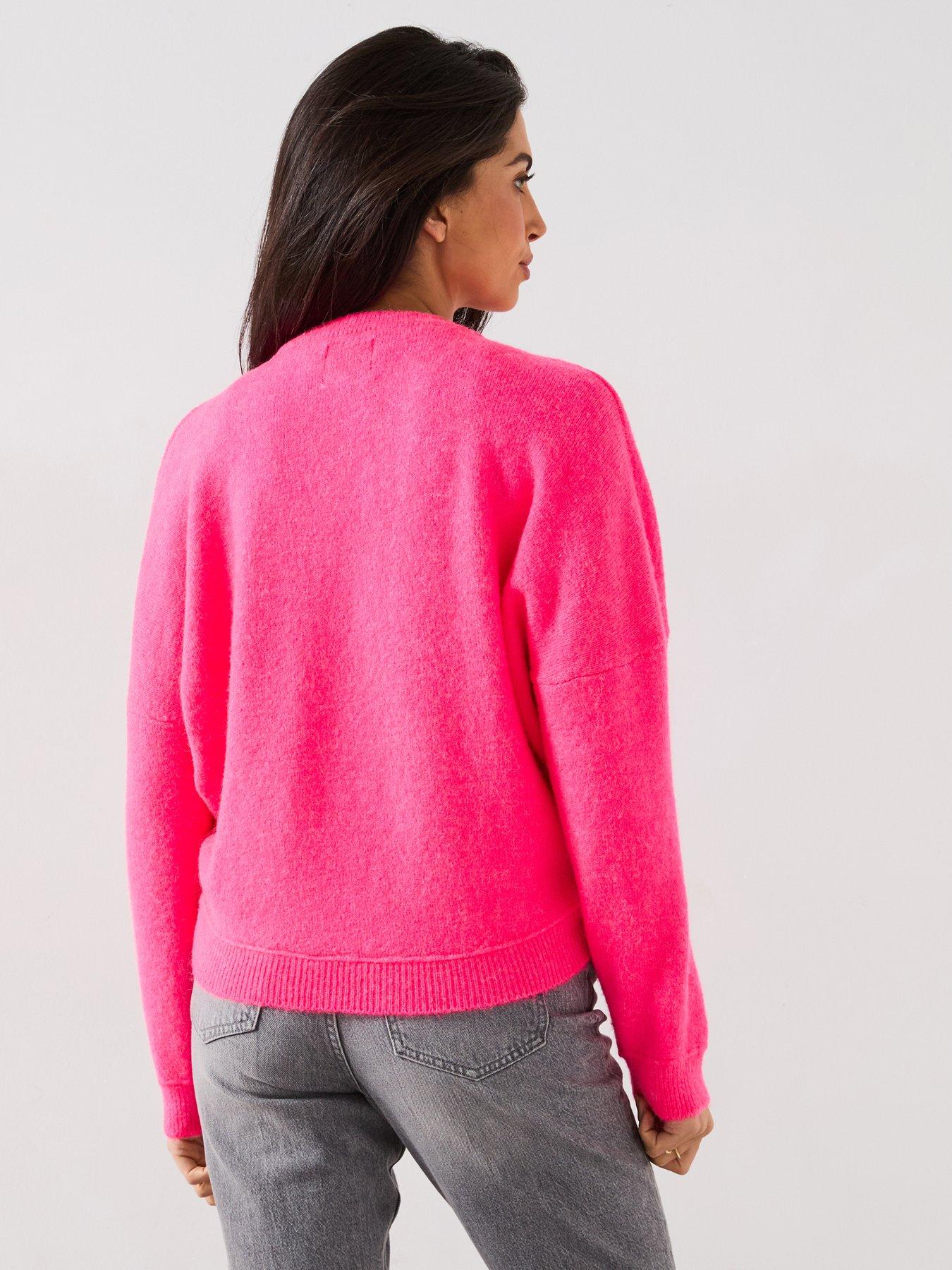 river-island-oversized-bubble-cardigan-bright-pinkstillFront