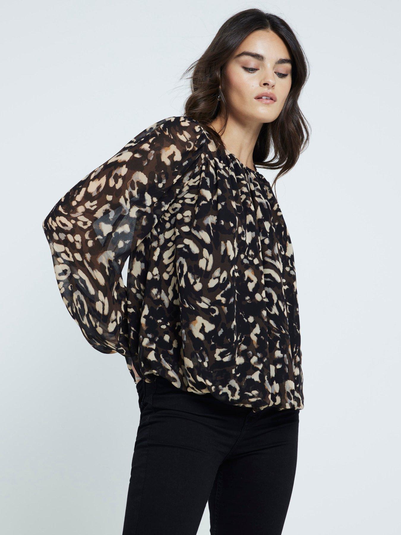 river-island-animal-gathered-bubble-blouse-blackstillFront