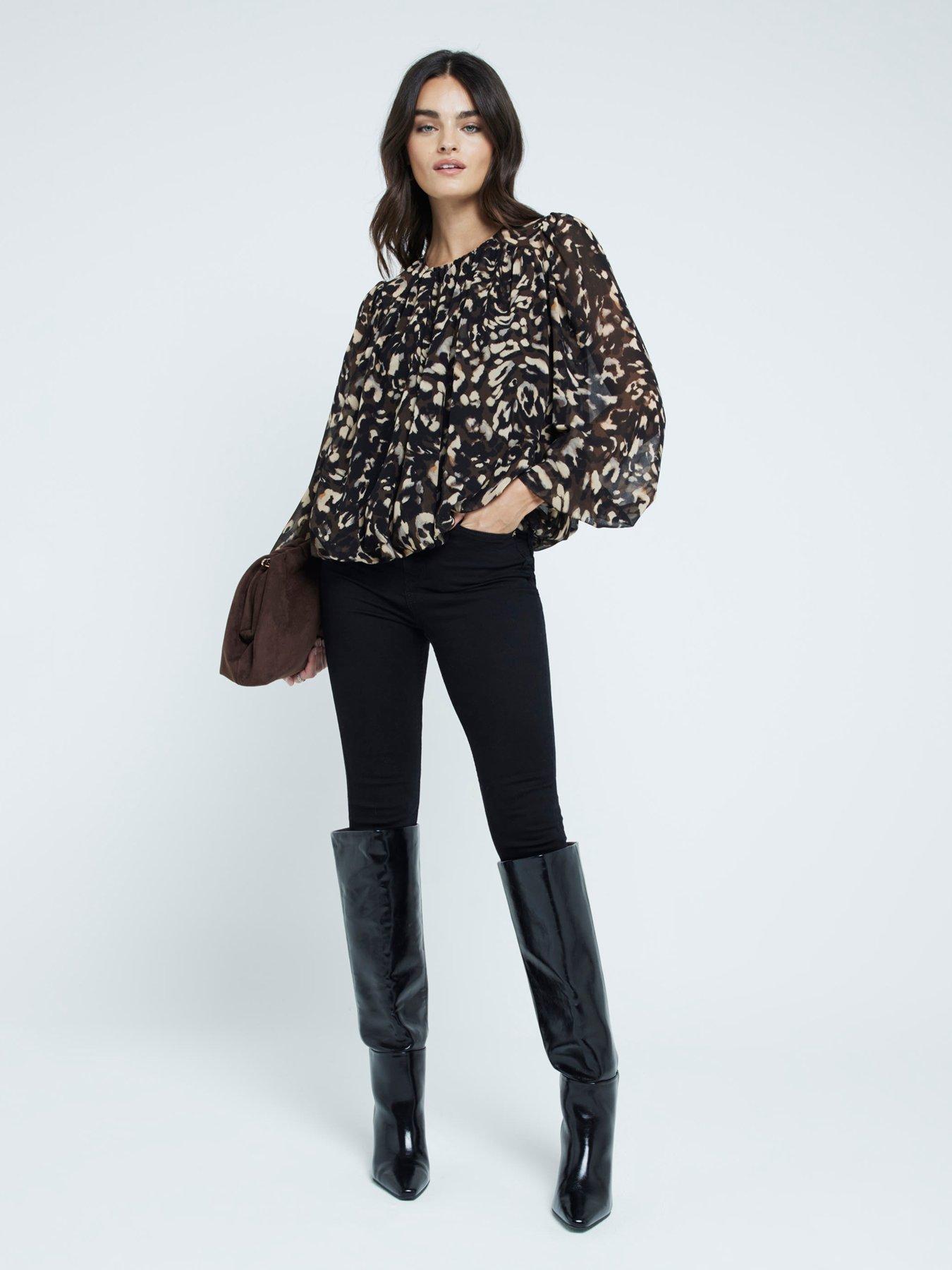 river-island-animal-gathered-bubble-blouse-blackback