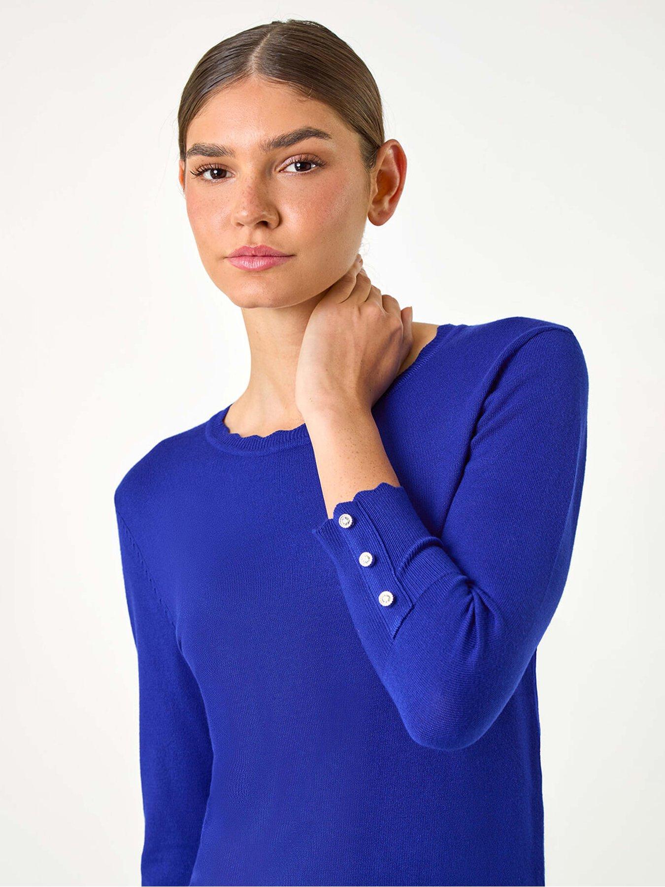 roman-diamante-button-scallop-edge-jumper-royal-blueoutfit