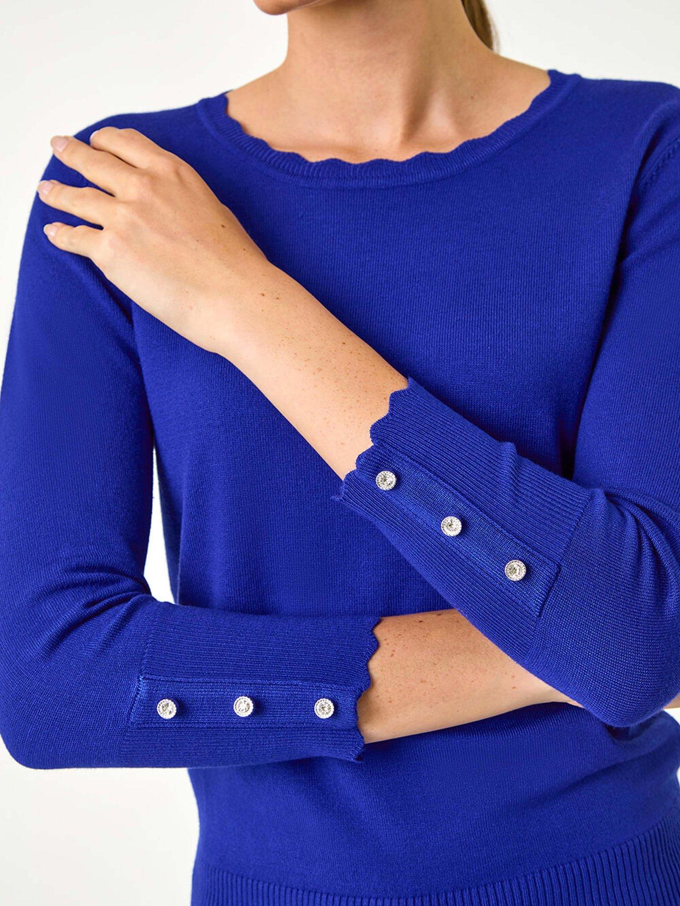 roman-diamante-button-scallop-edge-jumper-royal-bluedetail