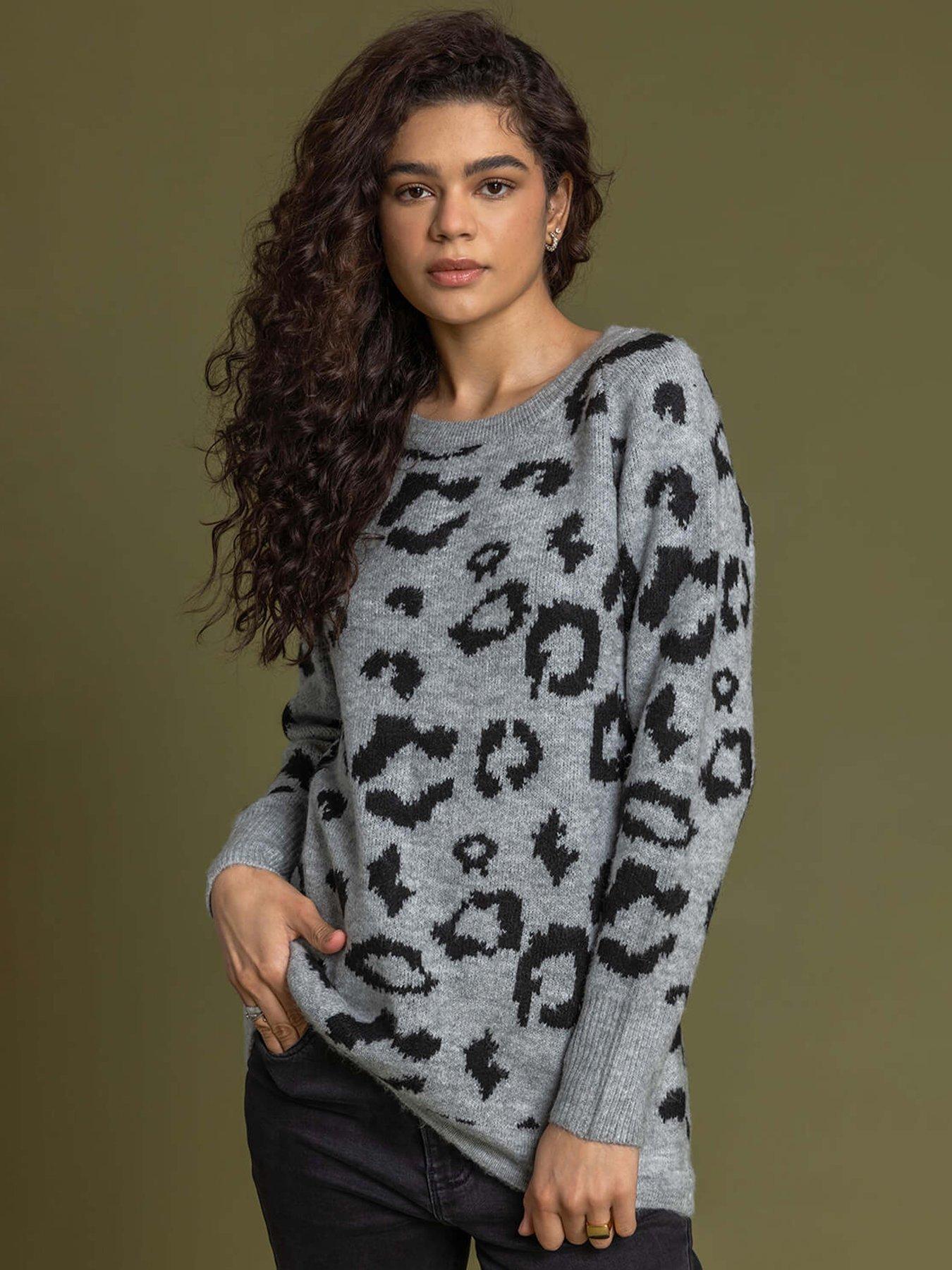 Roman Jacquard Animal Print Jumper - Grey