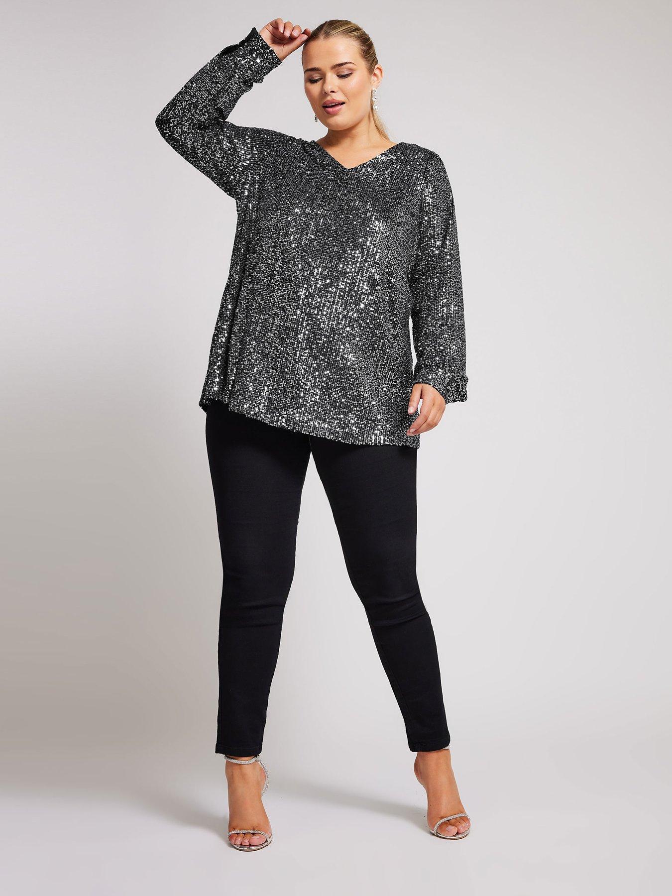 yours-curve-sequin-v-neck-long-sleeve-top-silverback