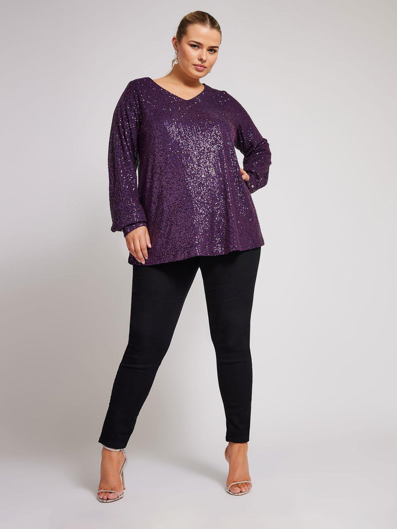 yours-curve-sequin-v-neck-long-sleeve-top-purpleback