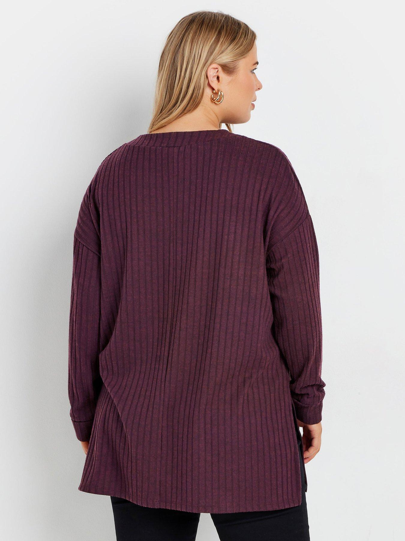 yours-curve-turtle-neck-side-split-jumper-purplestillFront