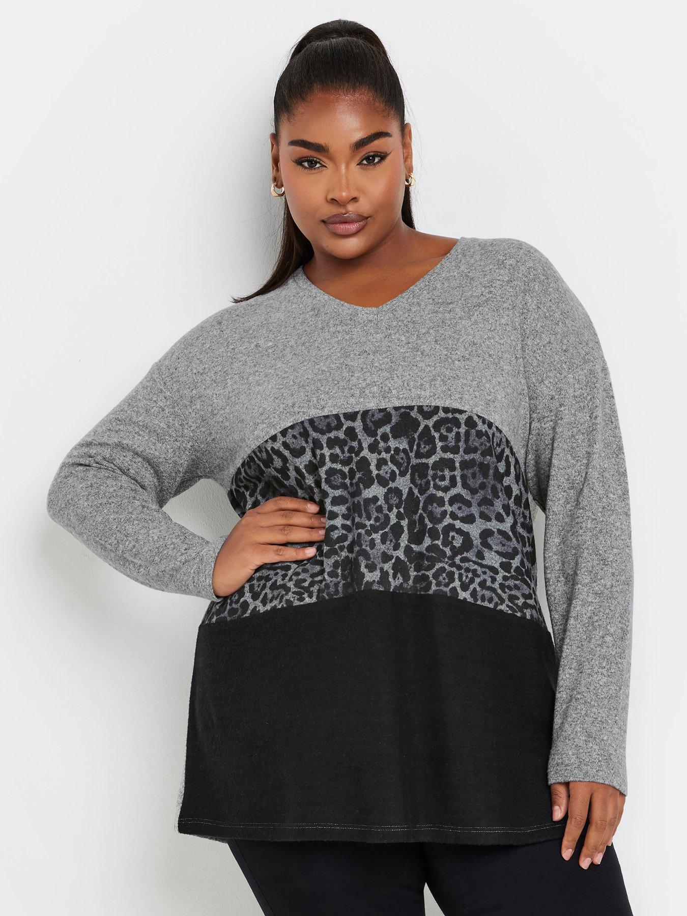 yours-curve-colourblock-jumper-grey