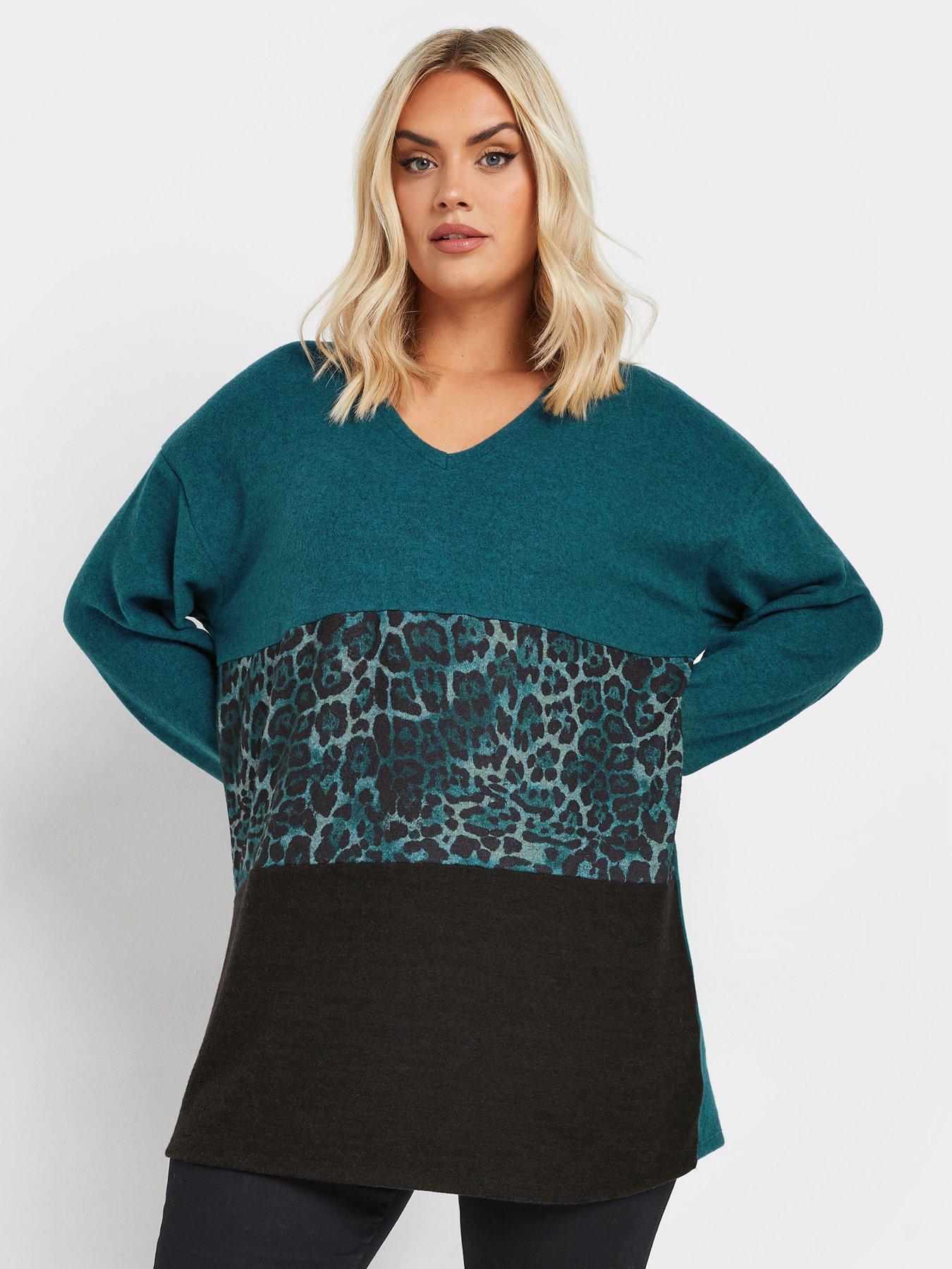 yours-curve-colourblock-jumper-bluefront