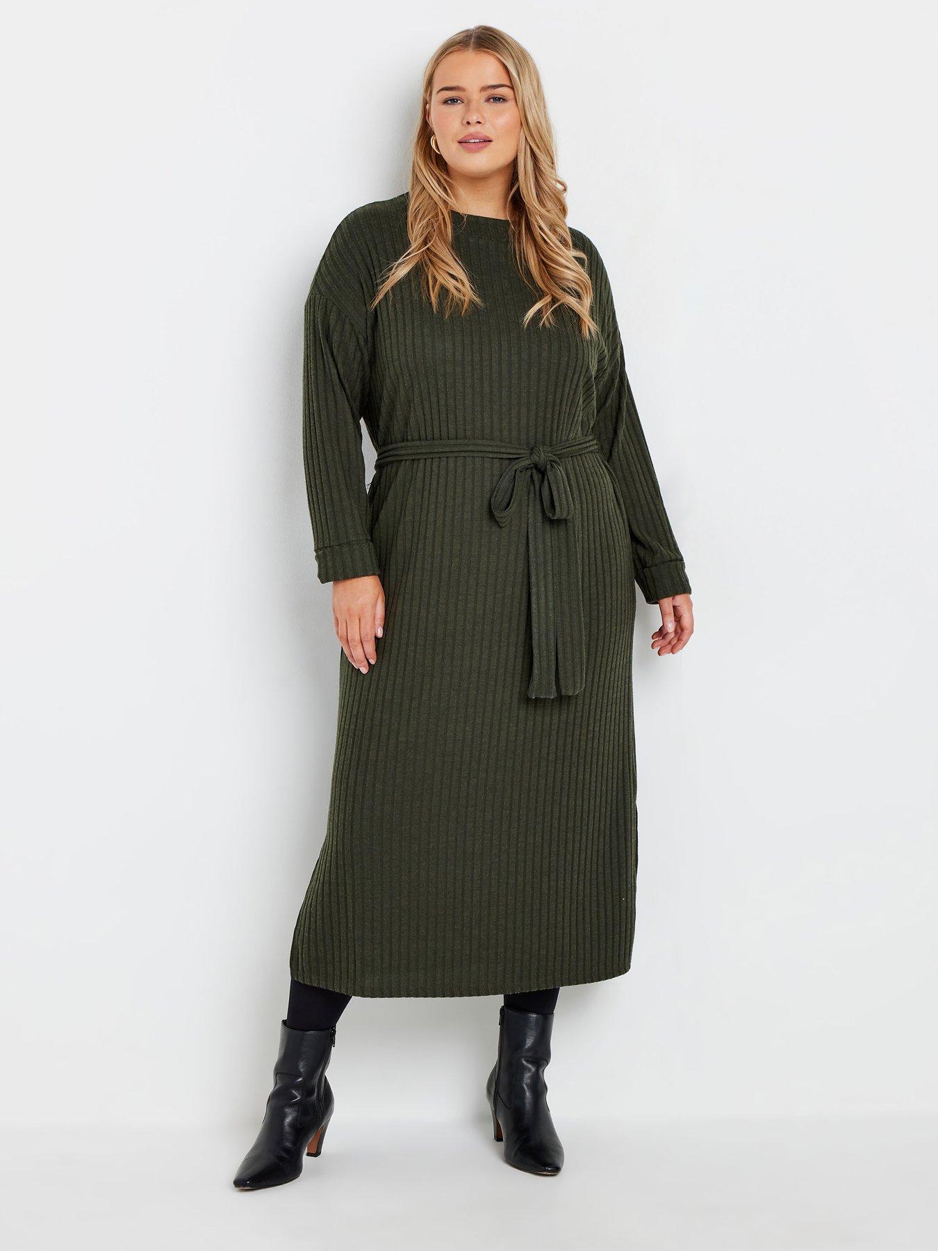 yours-curve-turtle-neck-throw-on-dress-green