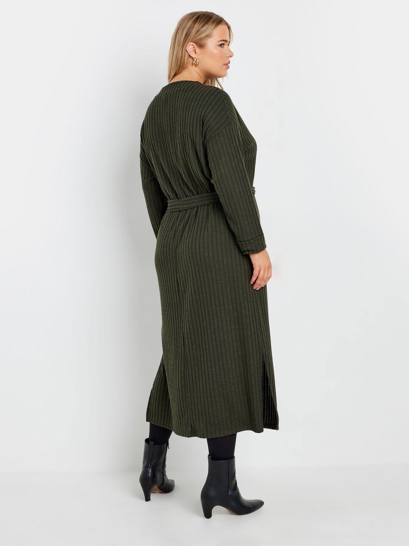 yours-curve-turtle-neck-throw-on-dress-greenstillFront