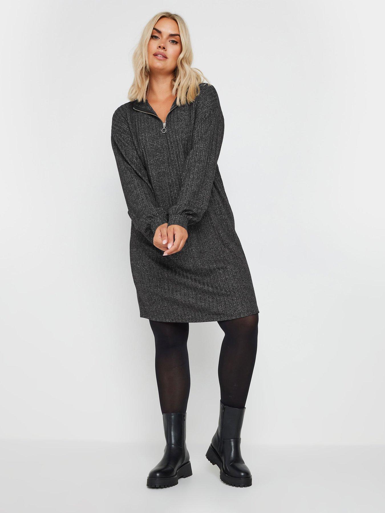 Image 3 of 4 of Yours Curve Quarter Zip Tunic - Grey