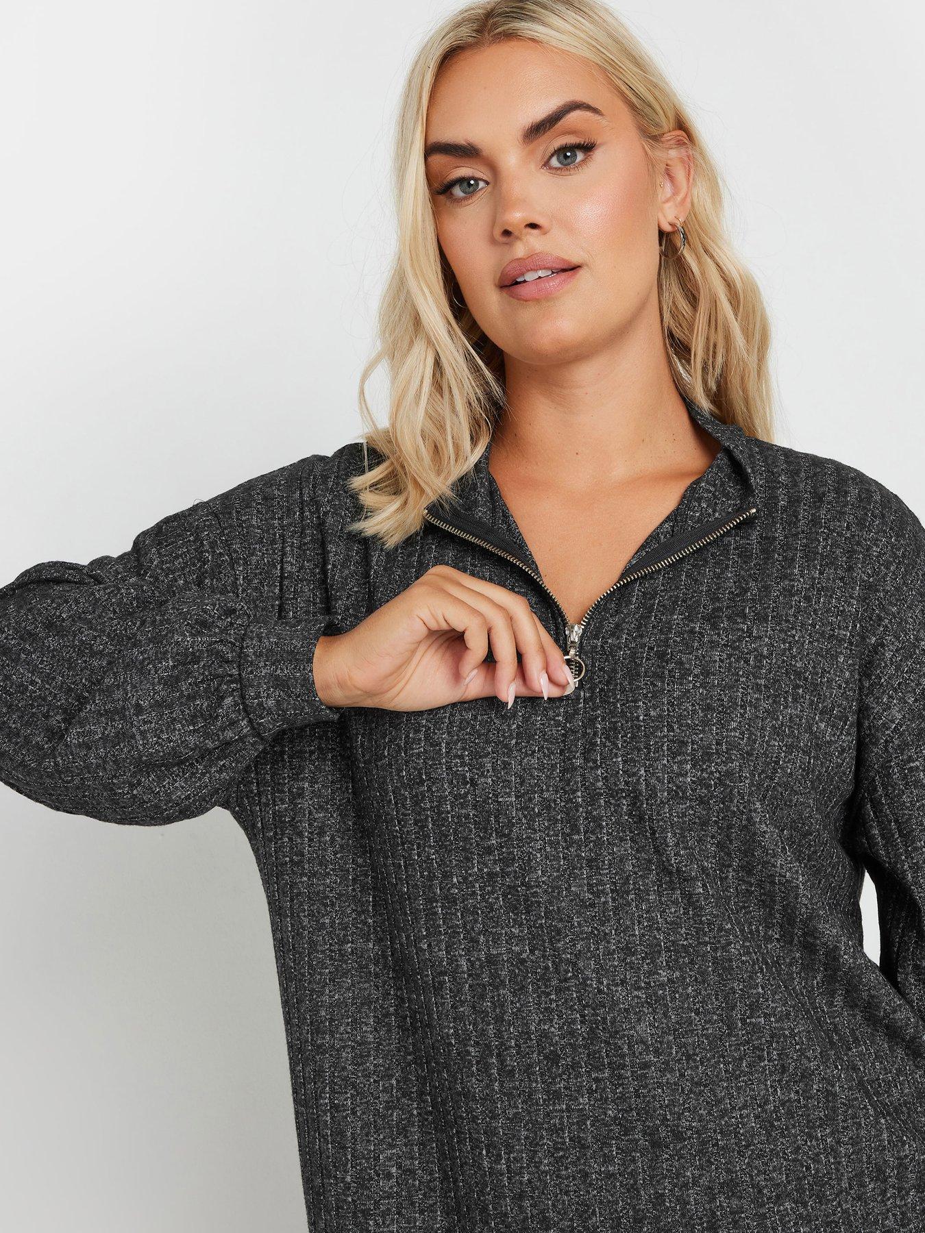 Image 4 of 4 of Yours Curve Quarter Zip Tunic - Grey