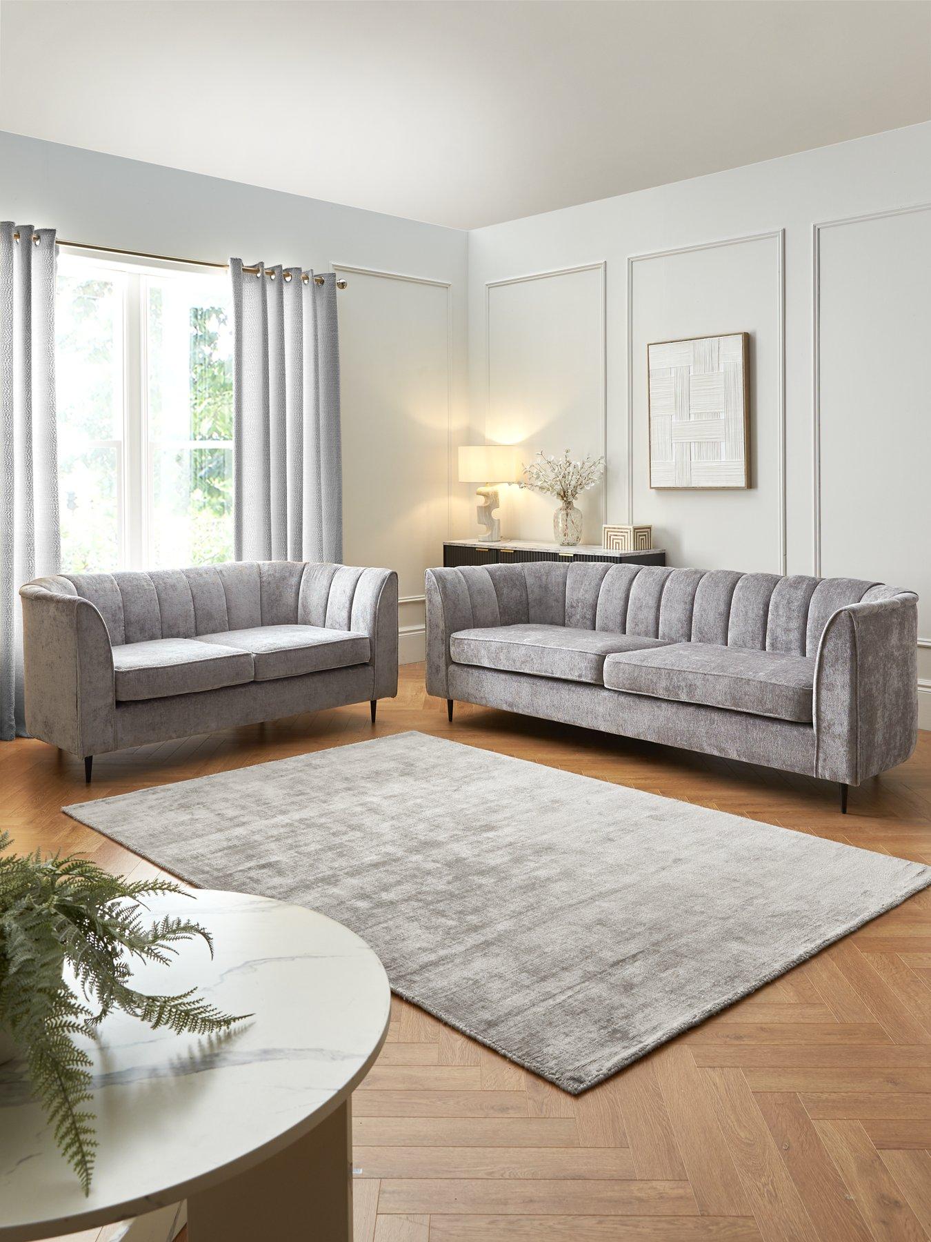 Image of Very Home Guild Fabric 3 + 2 Seater Sofa Set (Buy  &  SAVE!) - Grey