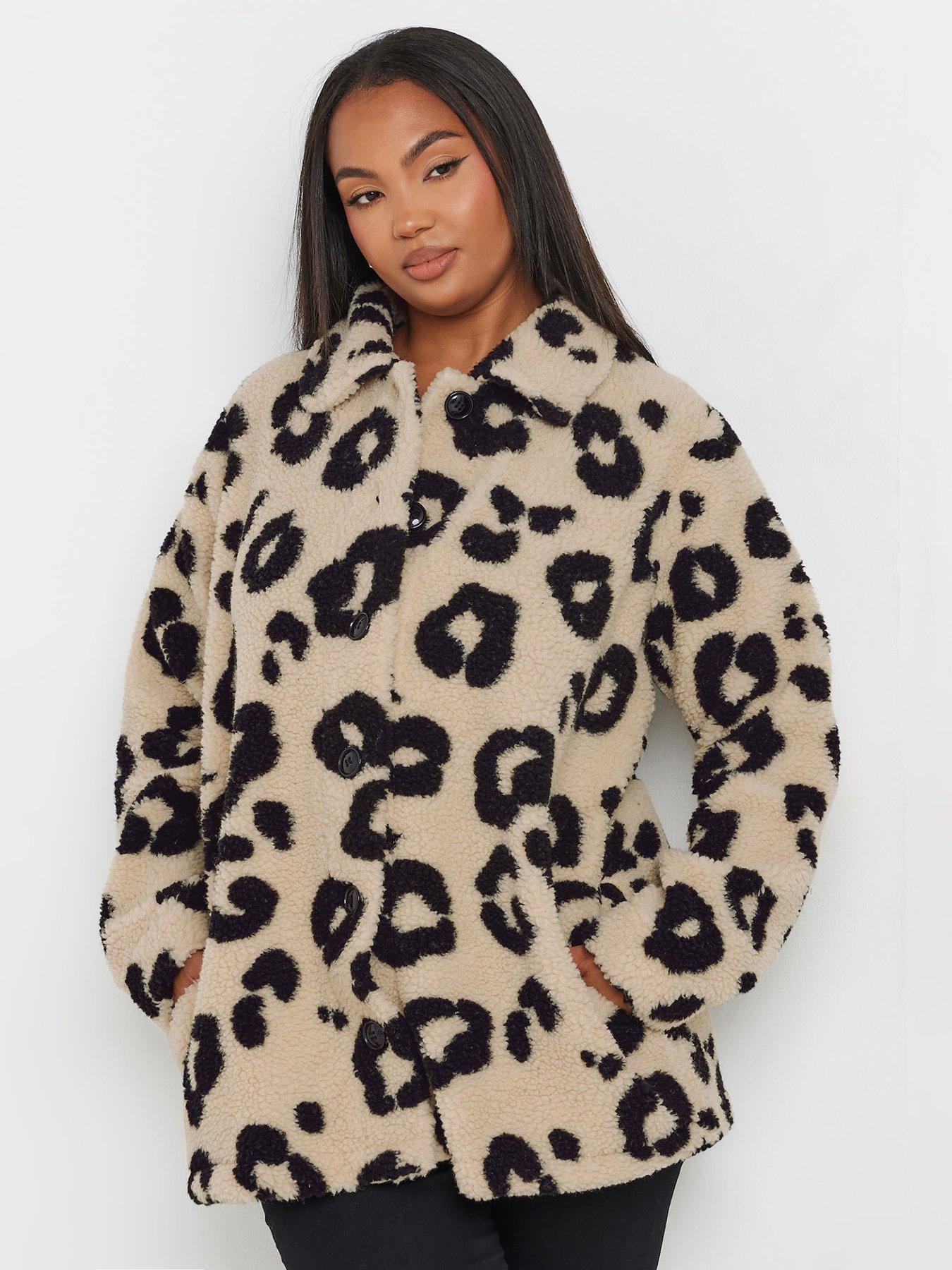 Yours Curve Borg Teddy Fleece Jacket - Brown